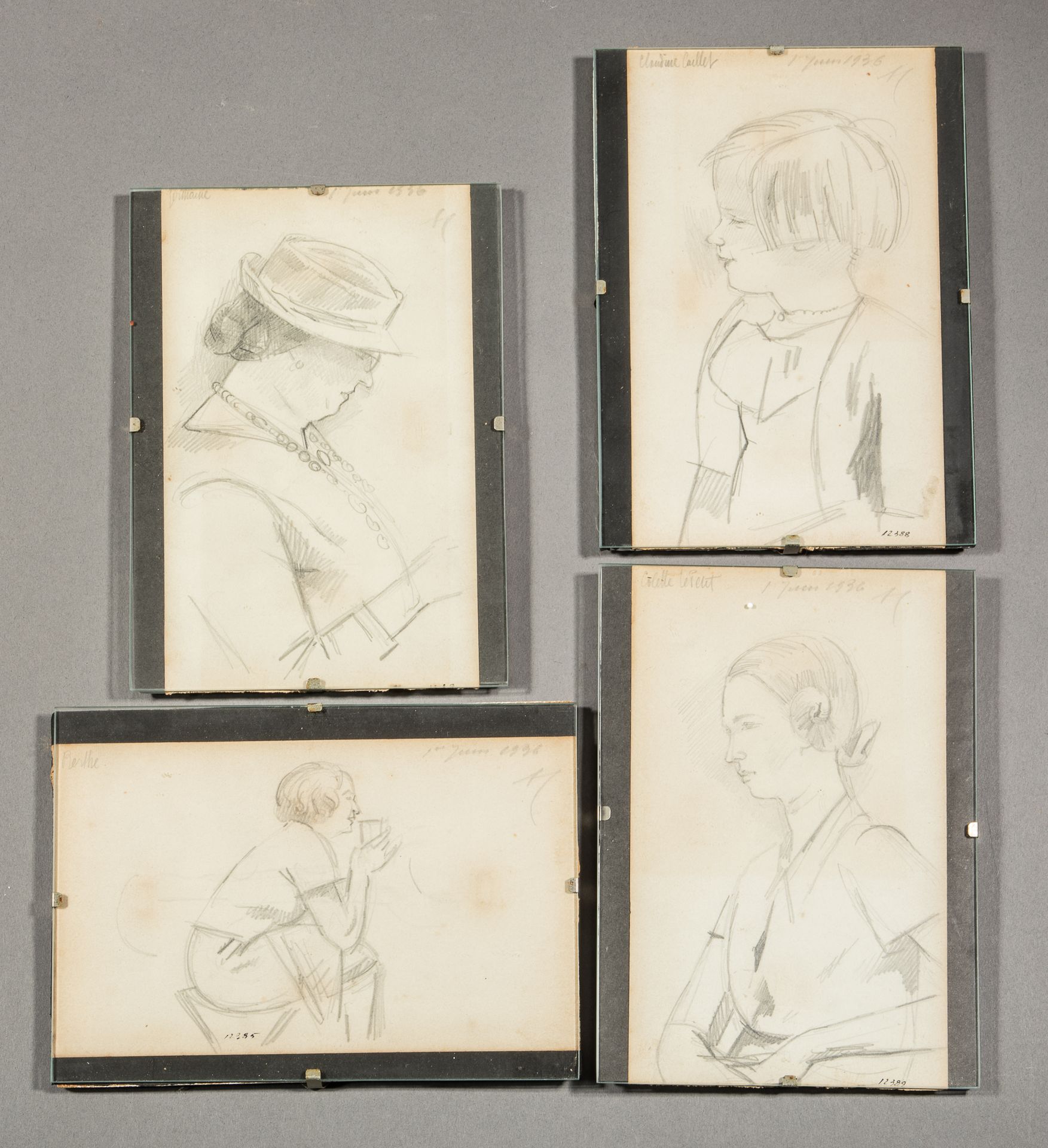 Null Alfred Marie LE PETIT (1876-1953). School of Honfleur. Lot of 4 portraits o&hellip;