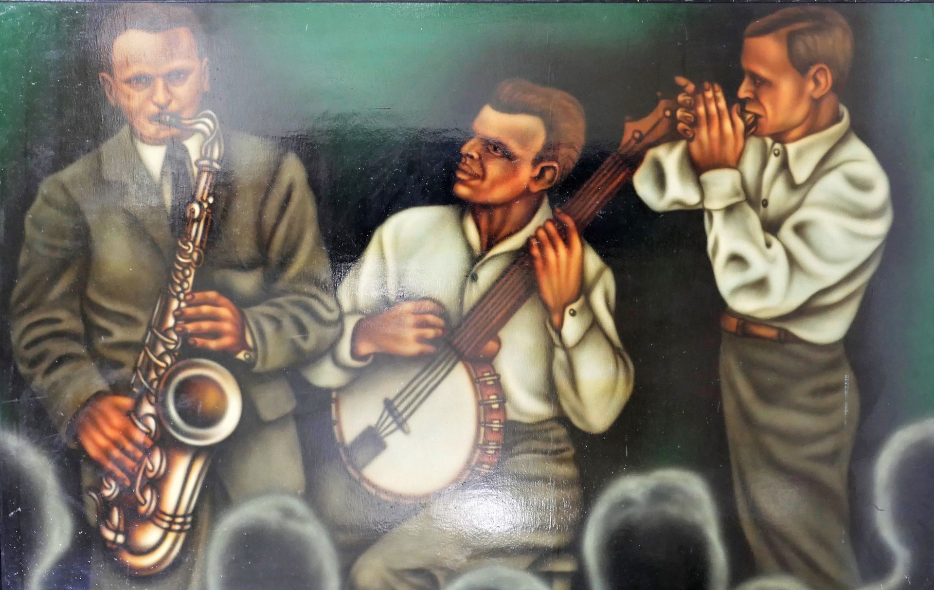 Null French school of the 20th century. The Jazz Musicians, aerosol on plywood. &hellip;