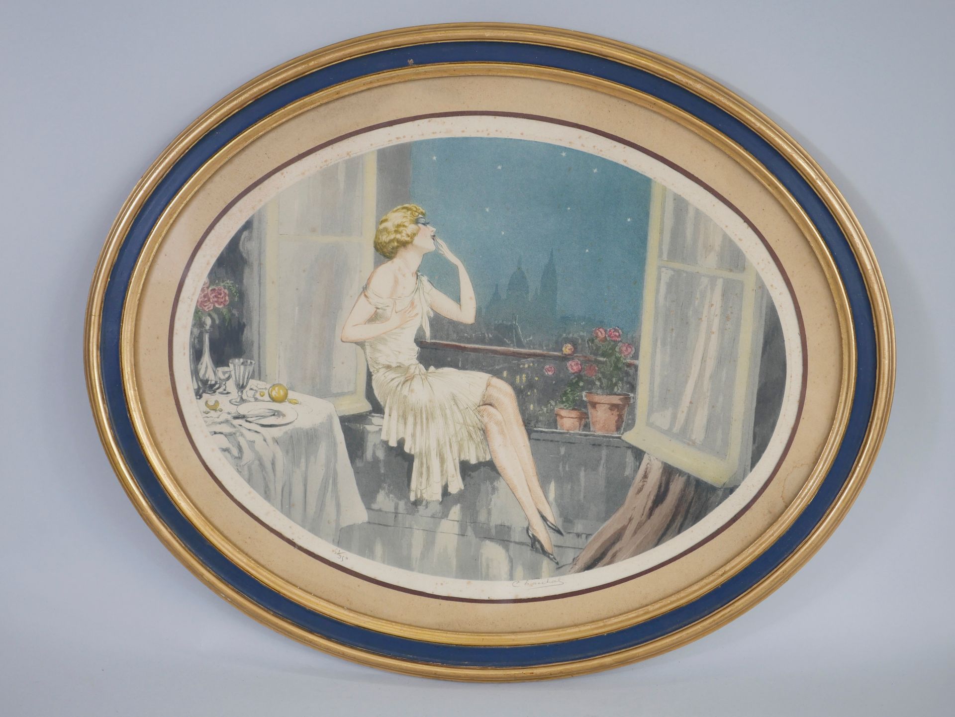 Null Scuola francese degli inizi del XX secolo, Eleganti alla finestra, coppia d&hellip;
