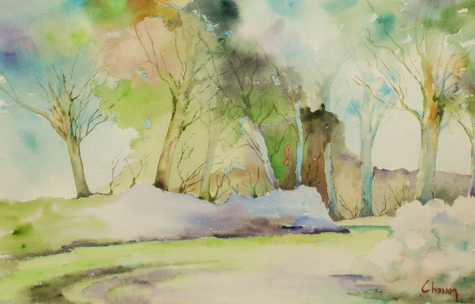 Null Philippe CHOSSON (1919-2011) - Pays de Caux - Aquarelle sur papier - Signé &hellip;