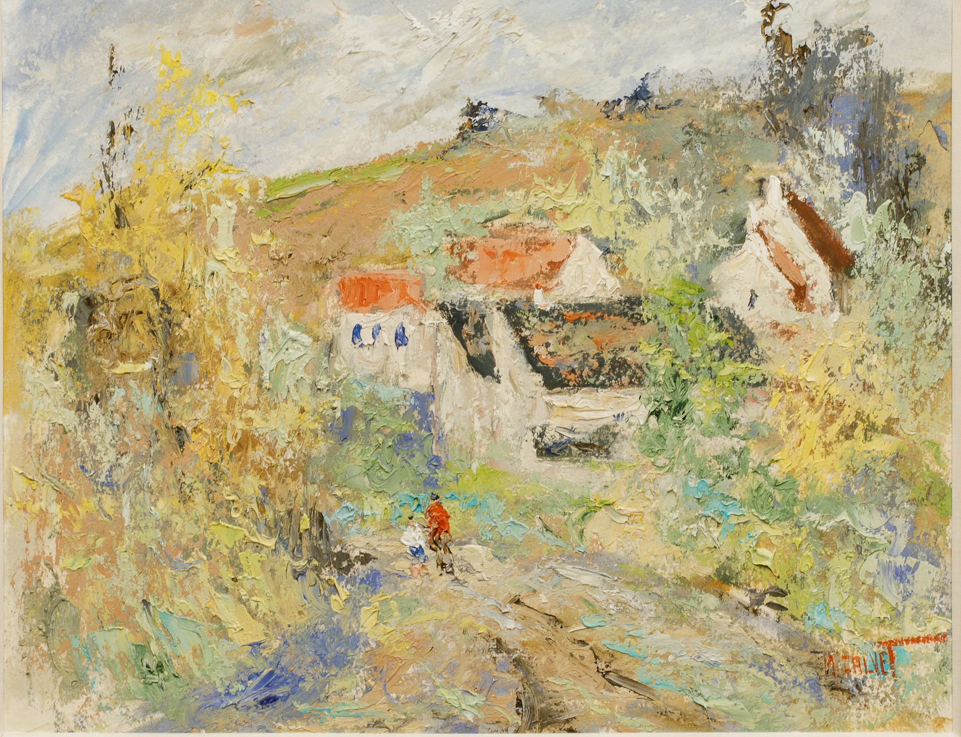 Null 米歇尔-卡尔维（生于1956年）。普罗旺斯的景观。布面油画。右下方有签名 - 42 x 53 cm