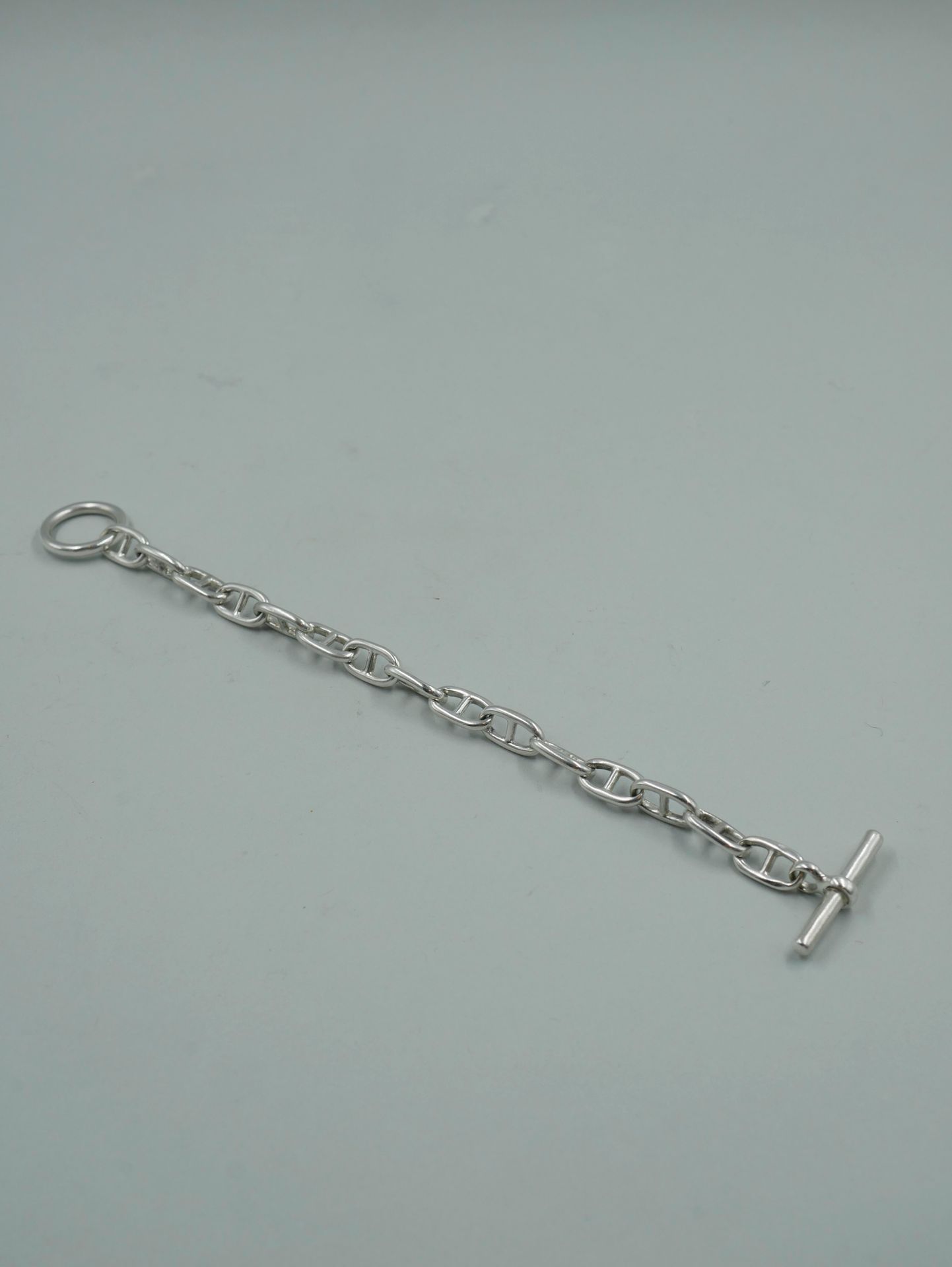 Null Bracelet en argent à maille forçat dans le goût de Hermès - Longueur : 23cm&hellip;