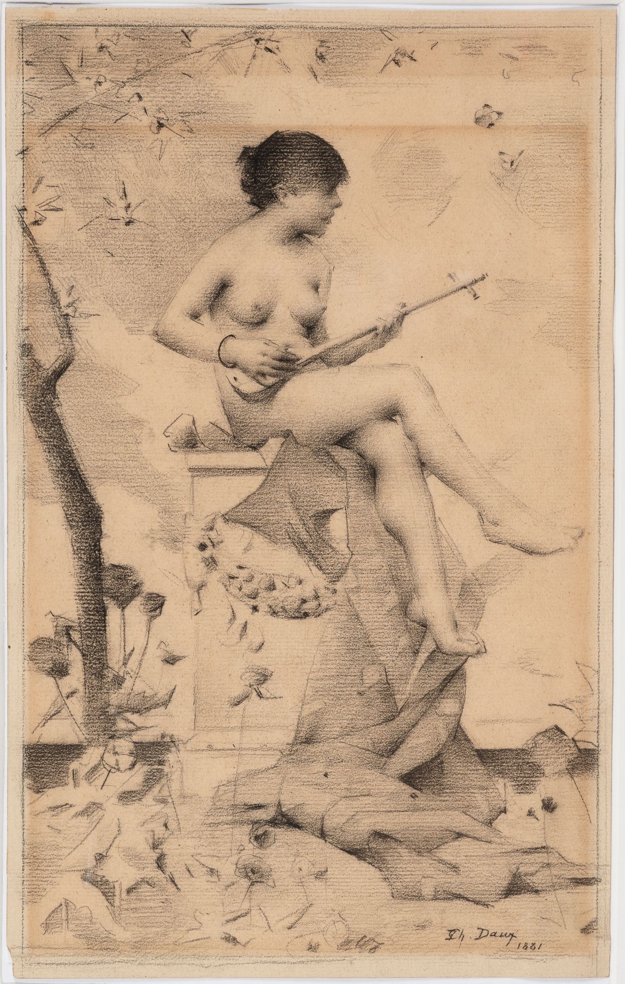 Null Charles Edmond DAUX (1850-1928)

Jeune femme jouant de la flûte, 1881

Dess&hellip;