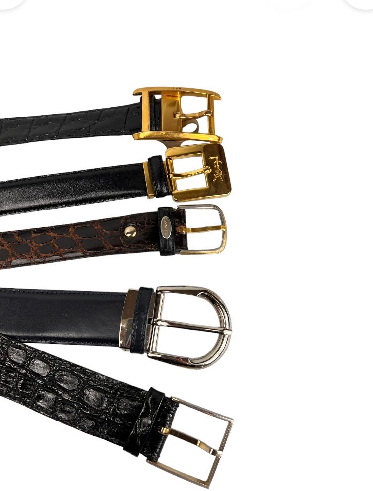Null Lot of 5 leather belts including Yves Saint Laurent, Cartier, Lancel