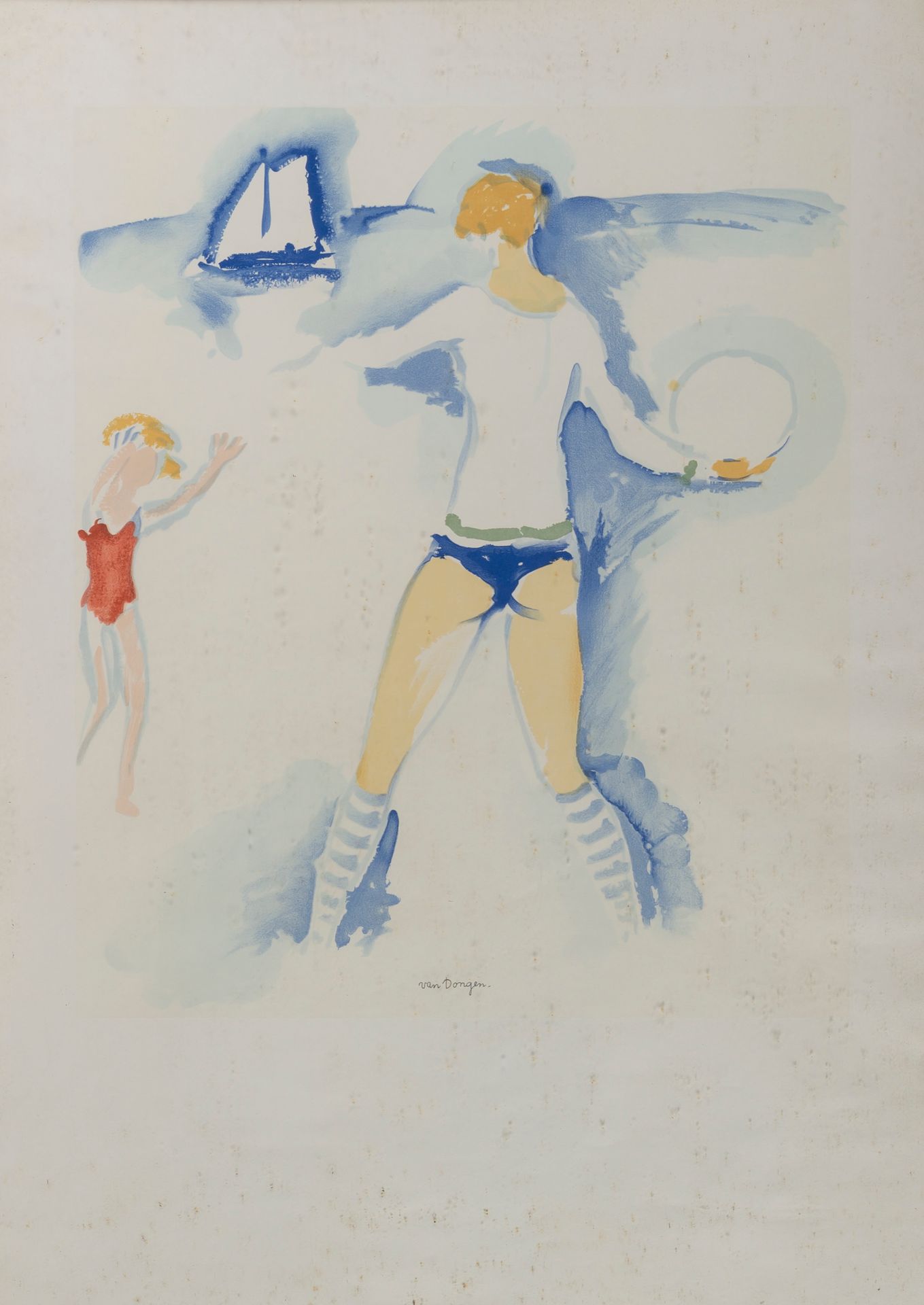 Null Kees VAN DONGEN (1877-1968), d'après
Jeux de ballon sur la plage
Lithograph&hellip;