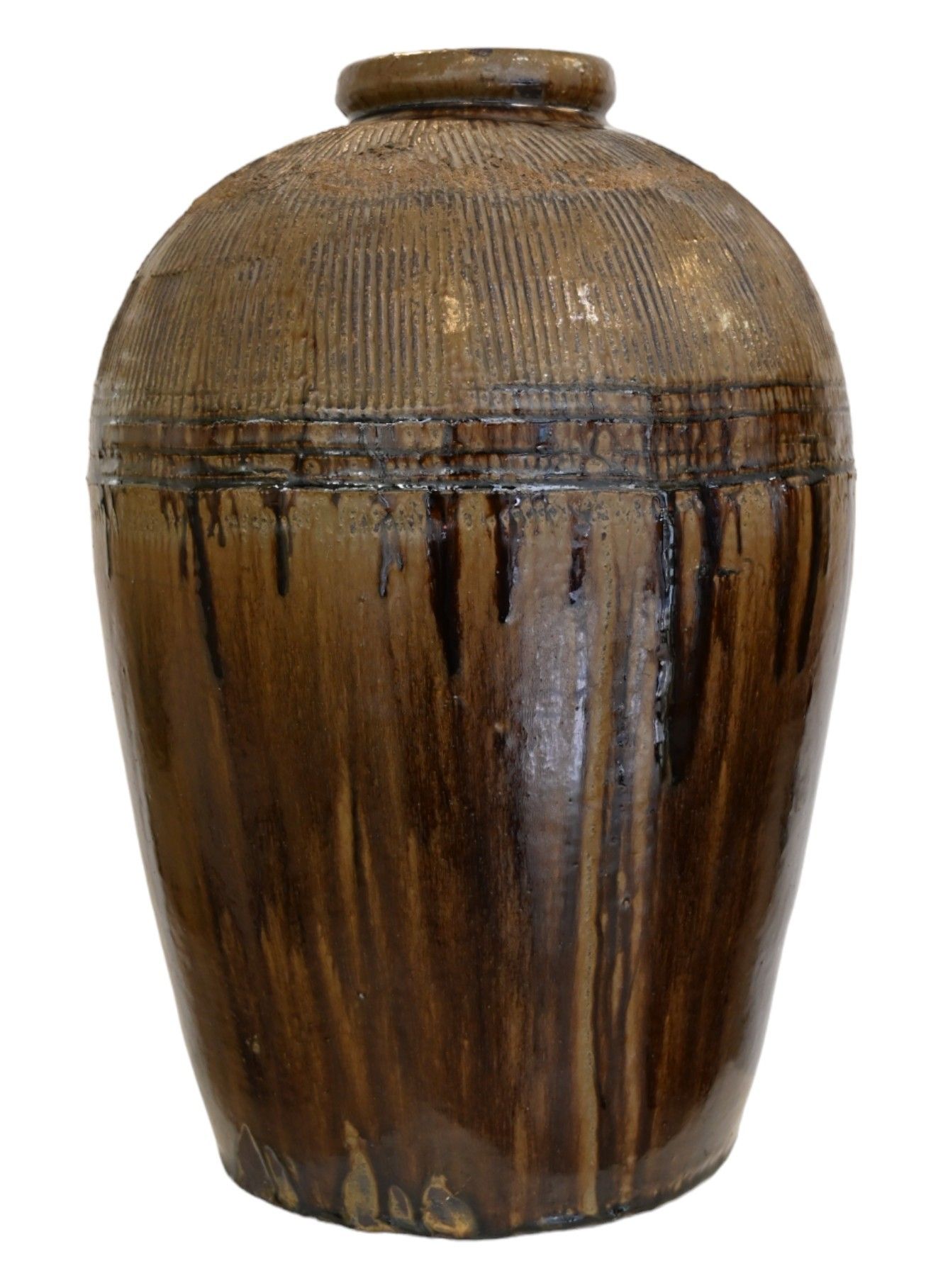Null Auguste DELAHERCHE (1857-1940)
Large brown glazed ceramic vase with narrow &hellip;