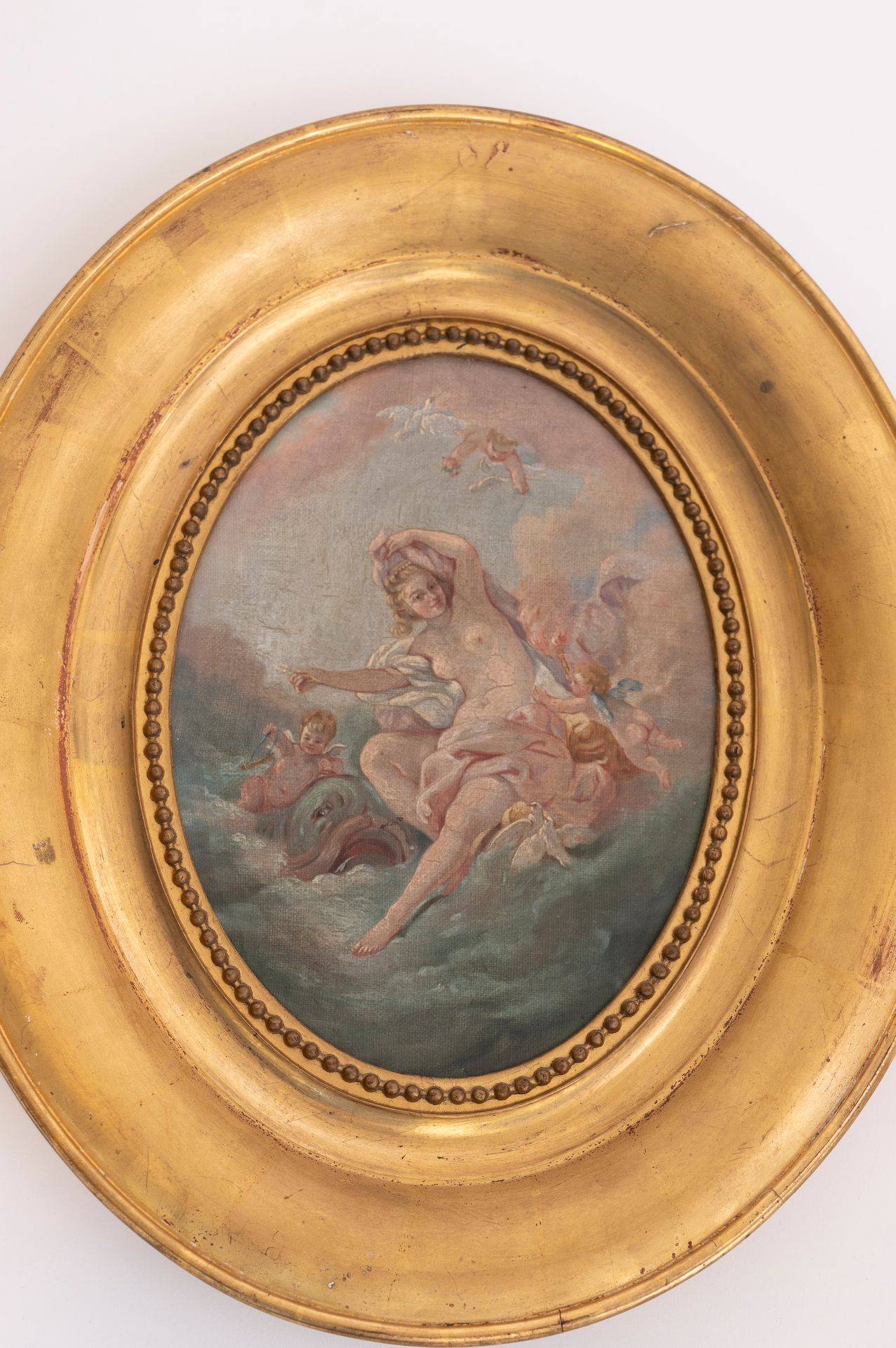 Null Ecole Française XVIIIè siècle 
Vénus et Cupidon
Huile sur panneau ovale dan&hellip;