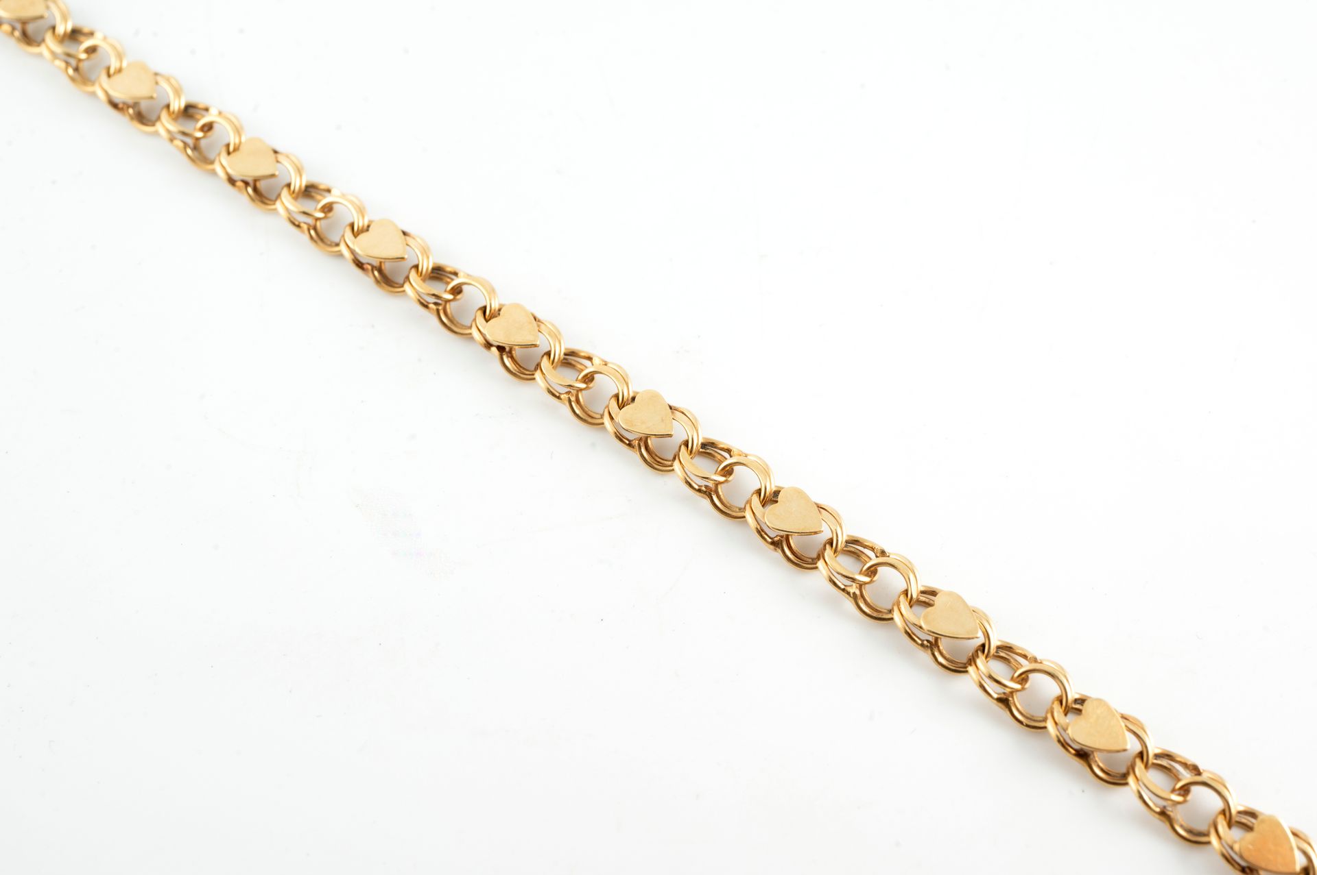 Null Bracelet en or jaune 14k à mailles rondes entrelacées agrémentées de motifs&hellip;