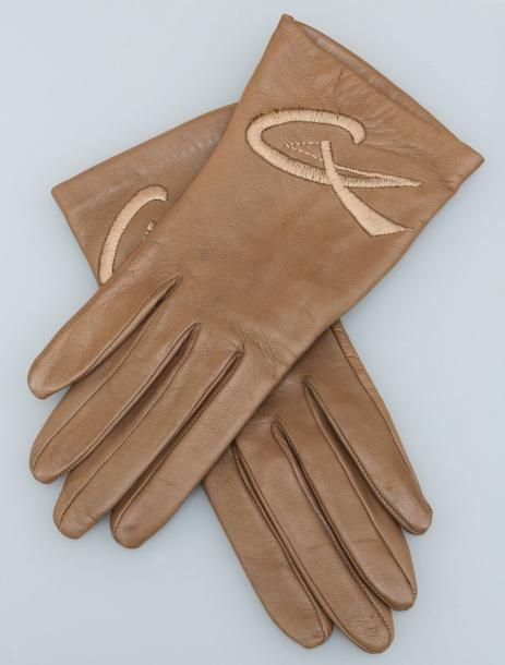 Null CHRISTIAN LACROIX, Paire de gants en agneau couleur marron glacé, doublure &hellip;