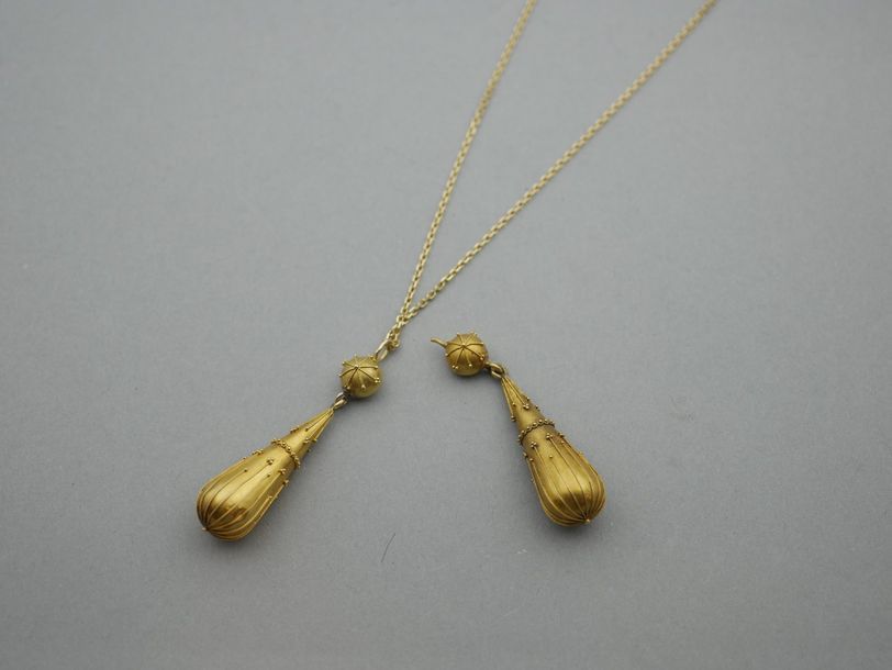 Null Chaine en or avec pendentif et boucle d'oreilles en goutte - Fermoir métal &hellip;