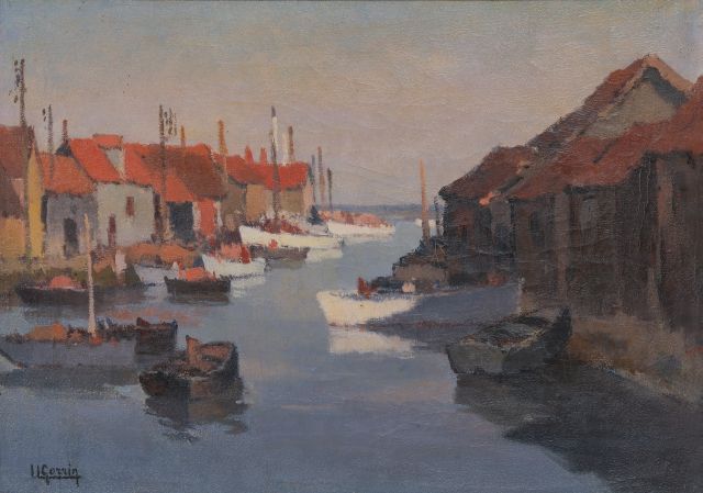 Null Ulysse GORRIN (1884-1965) - Petit port de village - Huile sur toile signée &hellip;