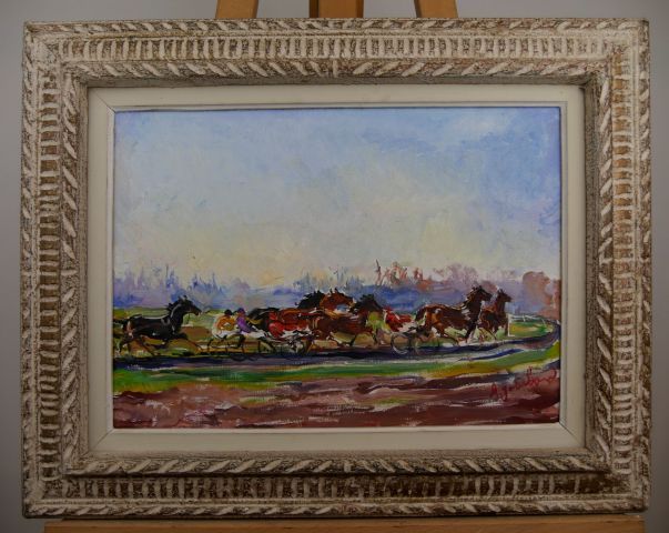 Null Adrienne Lucie JOUCLARD (1882-1972) - Course à Vincenne, Le passage de la g&hellip;