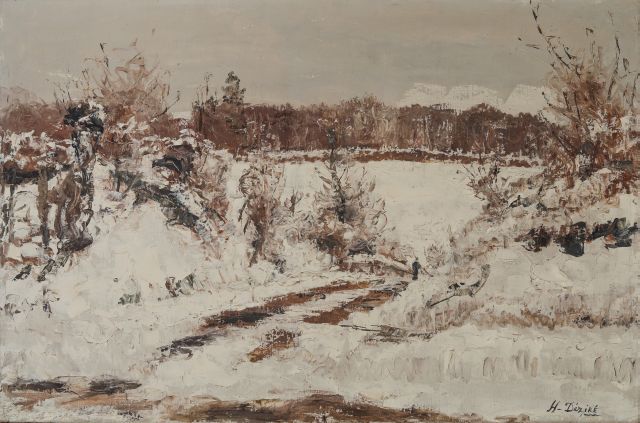 Null Henri DÉZIRÉ (1878-1965) - Paysage de neige - Huile sur toile signée en bas&hellip;