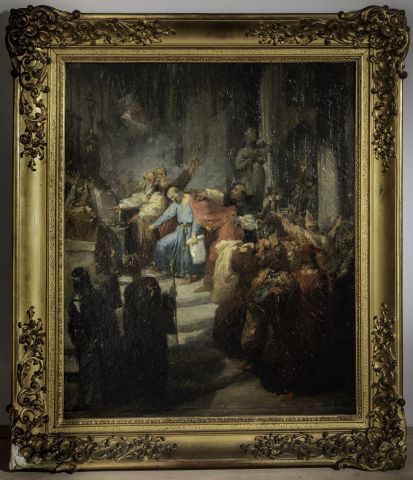 Null Ecole ANGLAISE XIXè- Le Serment du Roi - Sur sa toile d’origine - 62,5 x 51&hellip;