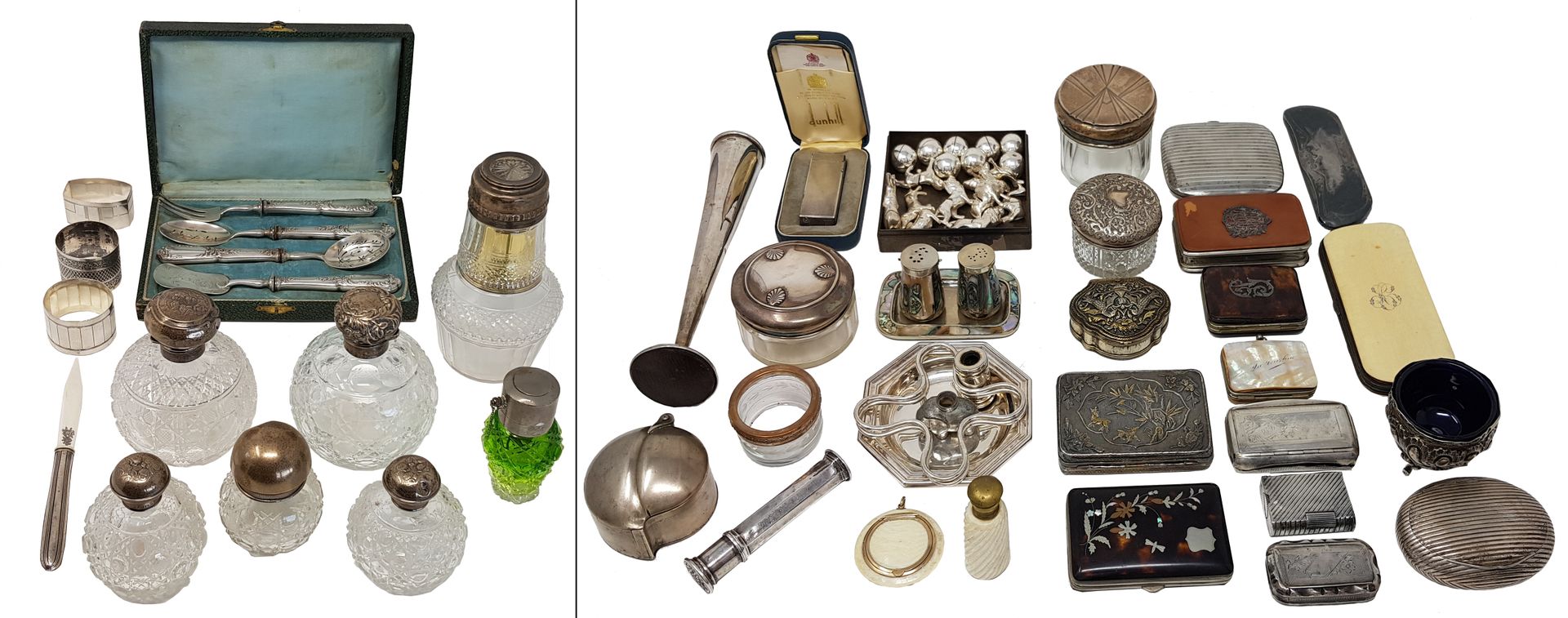 Lot d’argenterie et de métal argenté 
Lot of silverware and silver-plated metal &hellip;