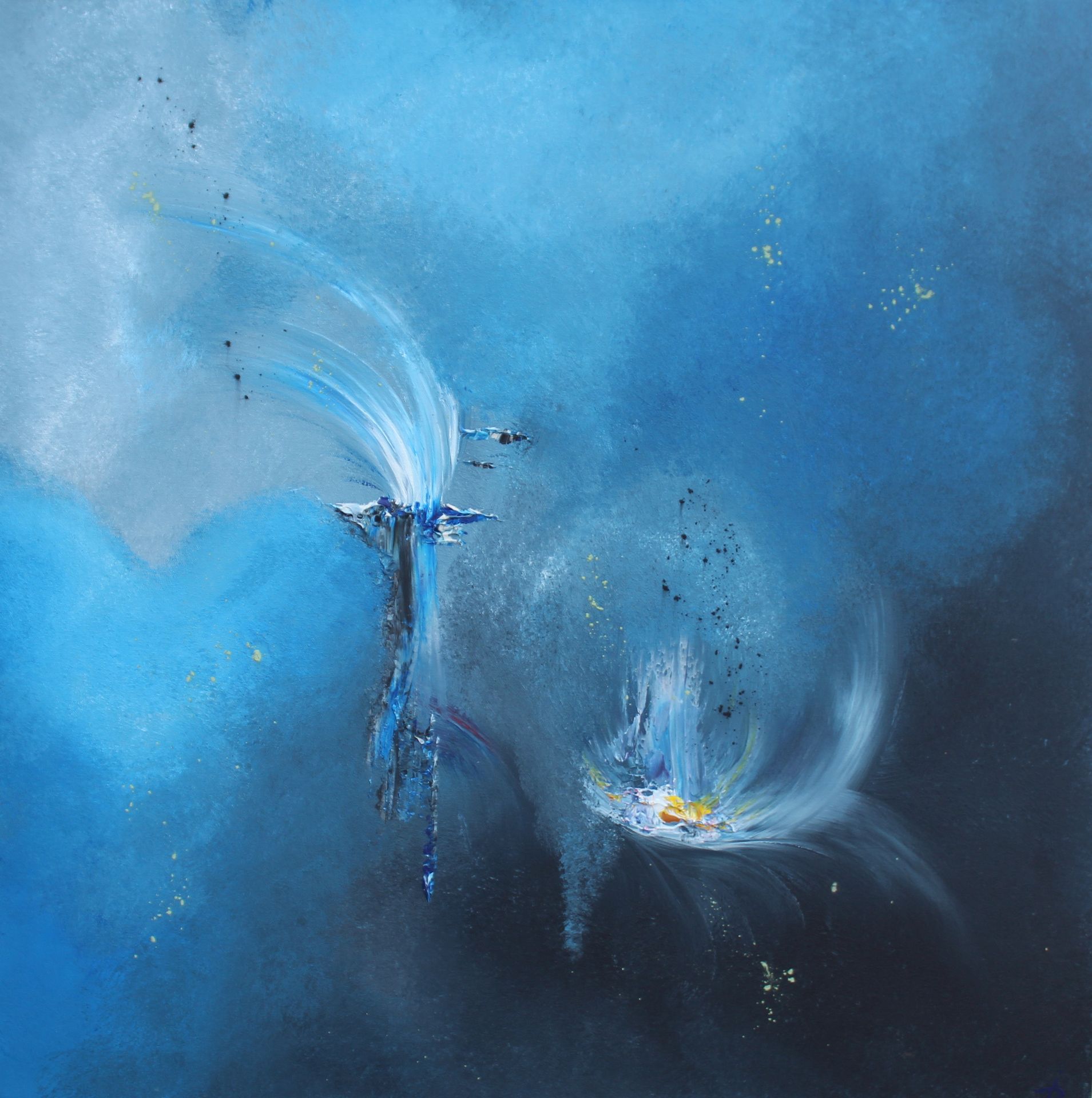 RAYNAL DELCOL Isabelle "Sale nuage" Acrylique sur toile 80 x 80 cm légère incrus&hellip;