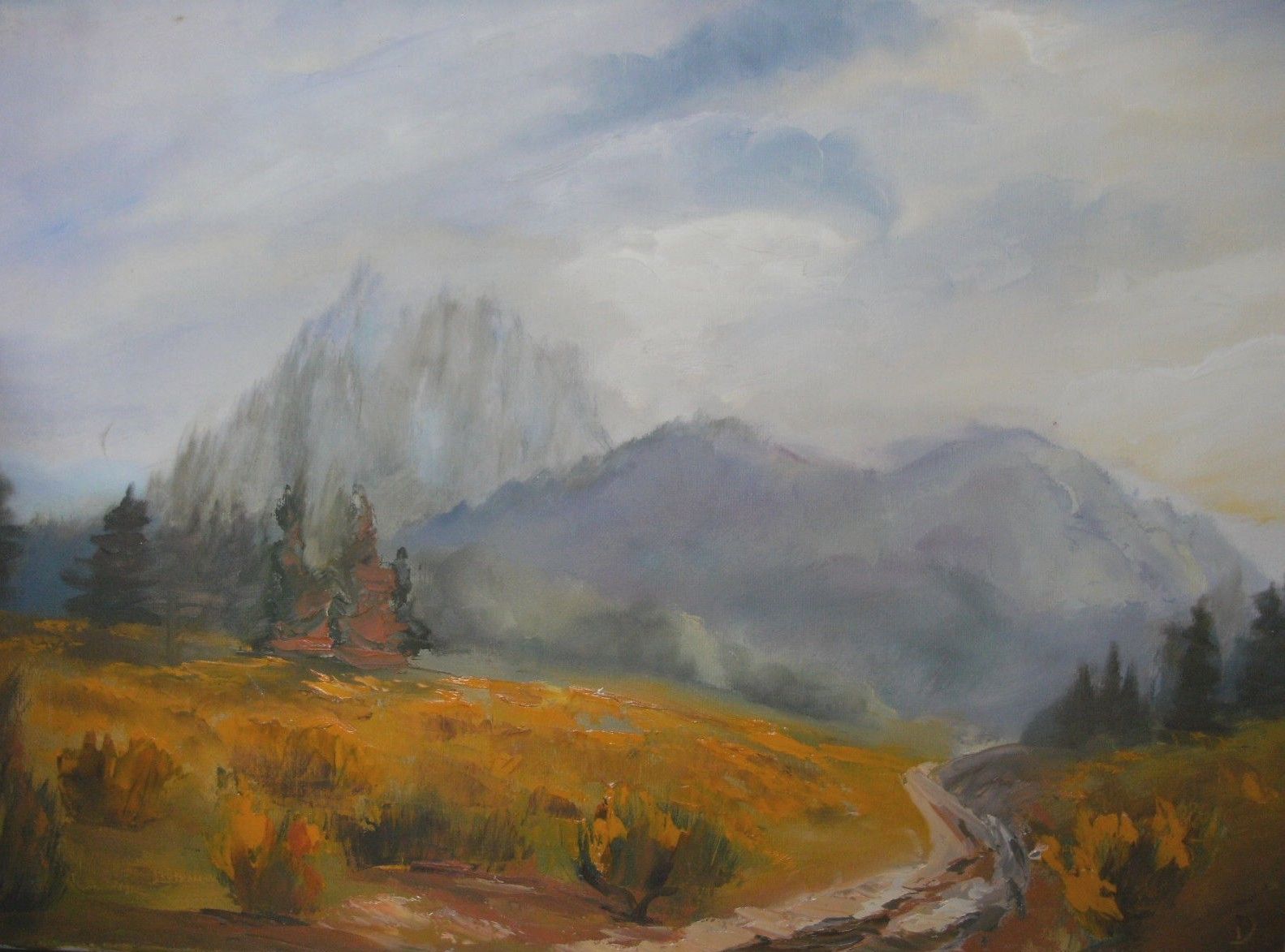 PONS David "Volcans d'Auvergne" Huile sur toile 
61,5 x 41,5 cm signée. 
 
Frais&hellip;