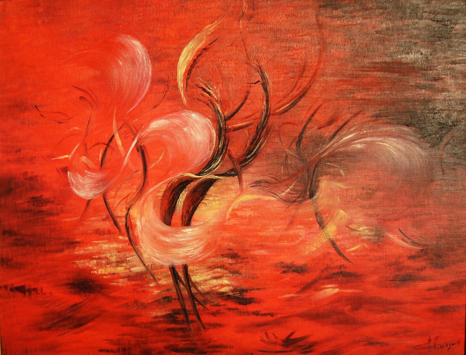 ESCAZAUX Christina "Flamenco" Huile sur toile 65 x 54 cm signée. 
 
Frais de tra&hellip;