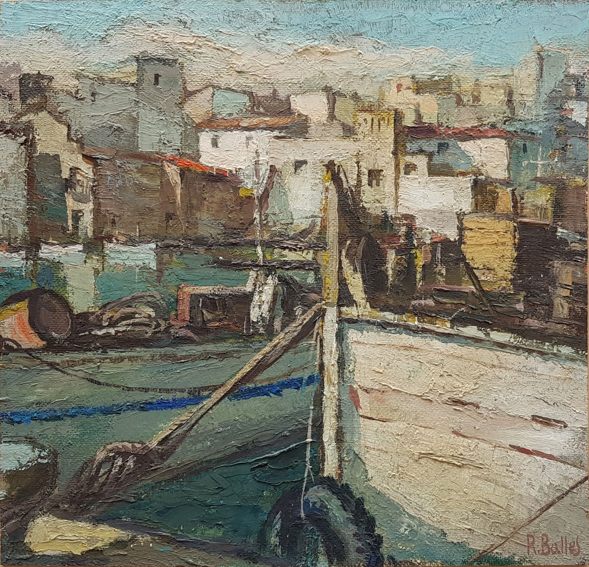 BALLES (XXe siècle) "Saint-Tropez" Huile sur panneau 41 x 42 cm signée en bas à &hellip;