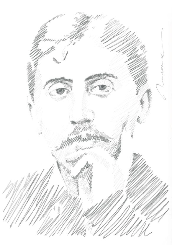 MAXENCE Hugo Diogon "Proust" Hachures au crayon 
21 x 29,7 cm signé. 
 
"Proust"&hellip;