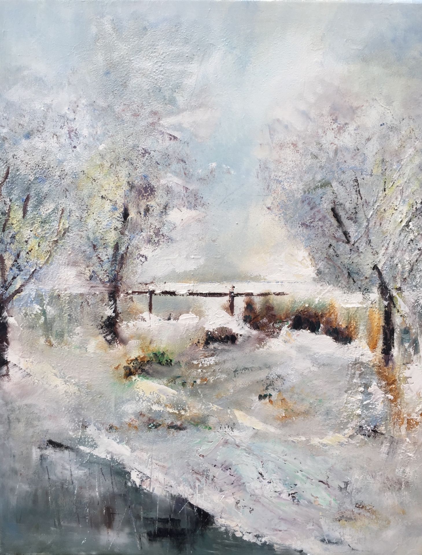 A.DION "Paysage de neige" Huile sur toile 
50 x 40 cm signée. 
 
"Snow landscape&hellip;