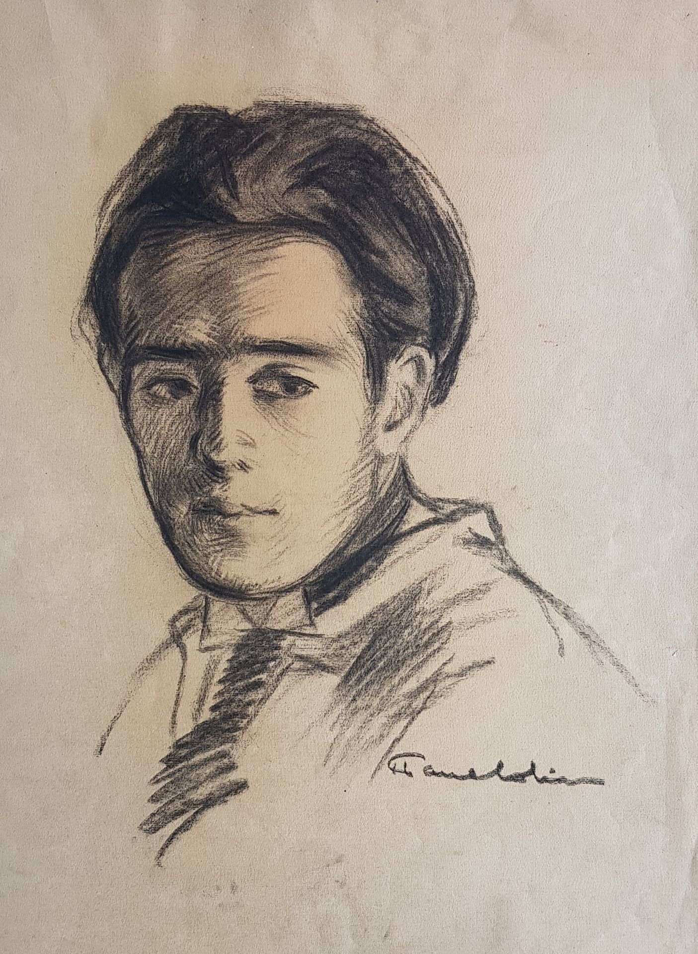 COLIN Paul (1892 1985) "Portrait d’homme" Fusain 57 x 43 cm signée en bas à gauc&hellip;