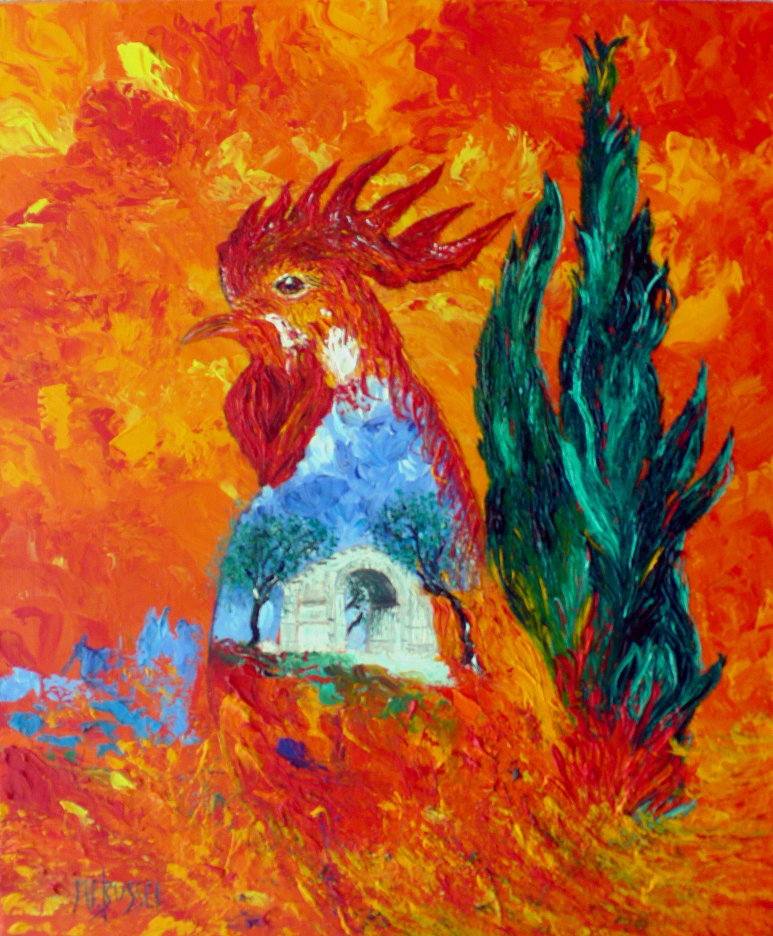 BUSSET Marie France "普罗旺斯圣雷米的公鸡" 布面油画 46 x 38 cm 已签名。 
 
免费运送到法国。 
 
"普罗旺斯圣雷米的公鸡&hellip;