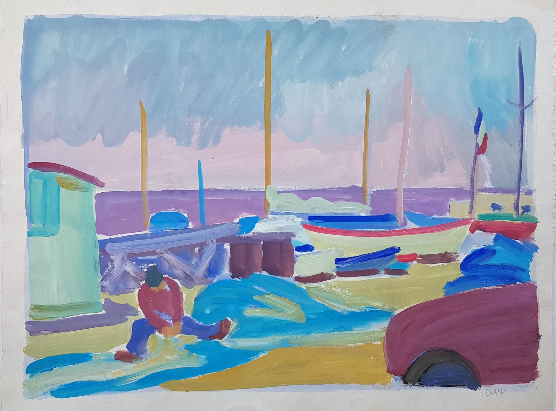 DIANA François (1903-1993) 水粉画49 x 64厘米，右下角有铅笔签名，"港口：清除渔网的场景"。



水粉画49 x 64厘米，右&hellip;