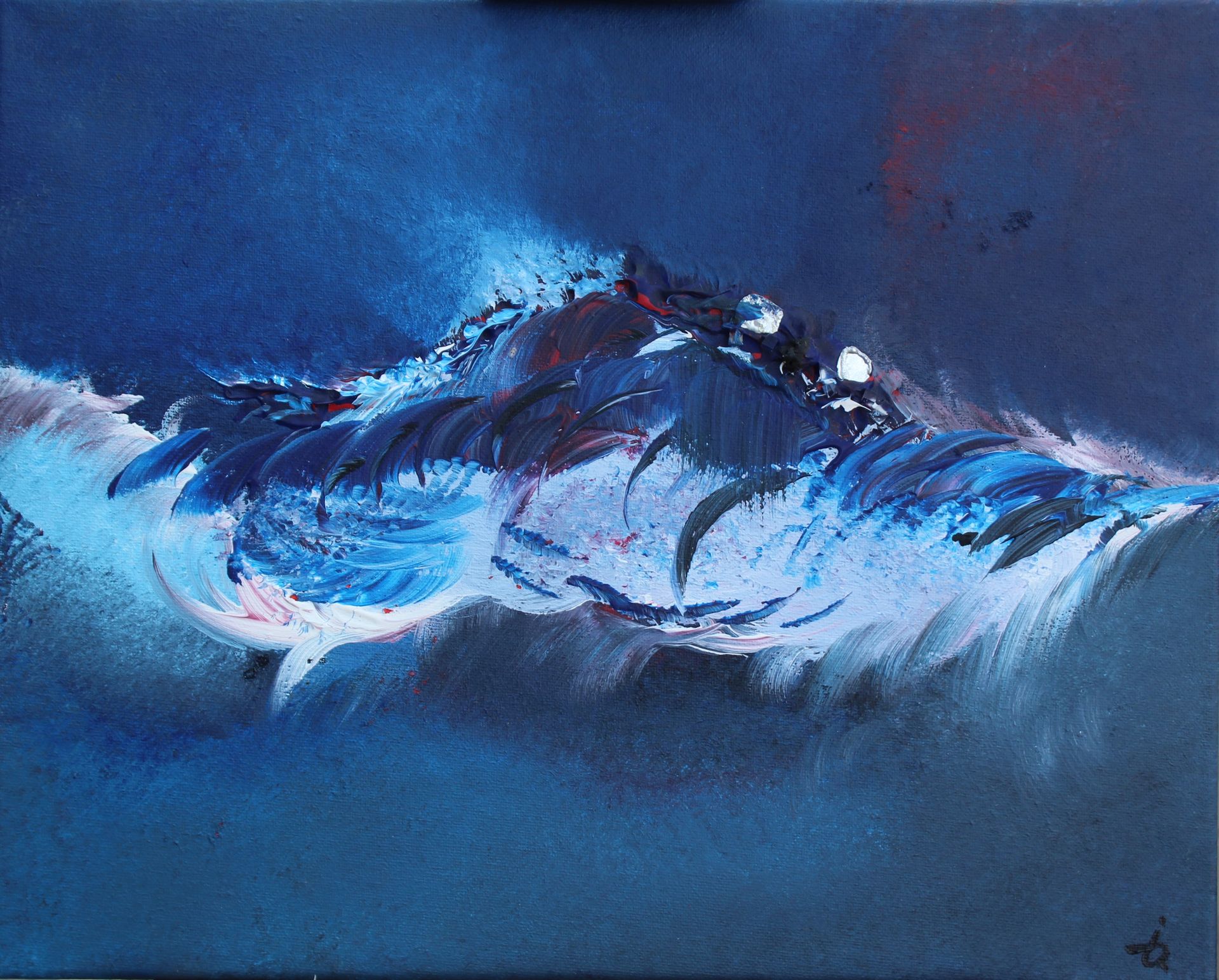 RAYNAL DELCOL Isabelle "Colère océane" Acrylique sur toile 41 x 33 cm légère inc&hellip;