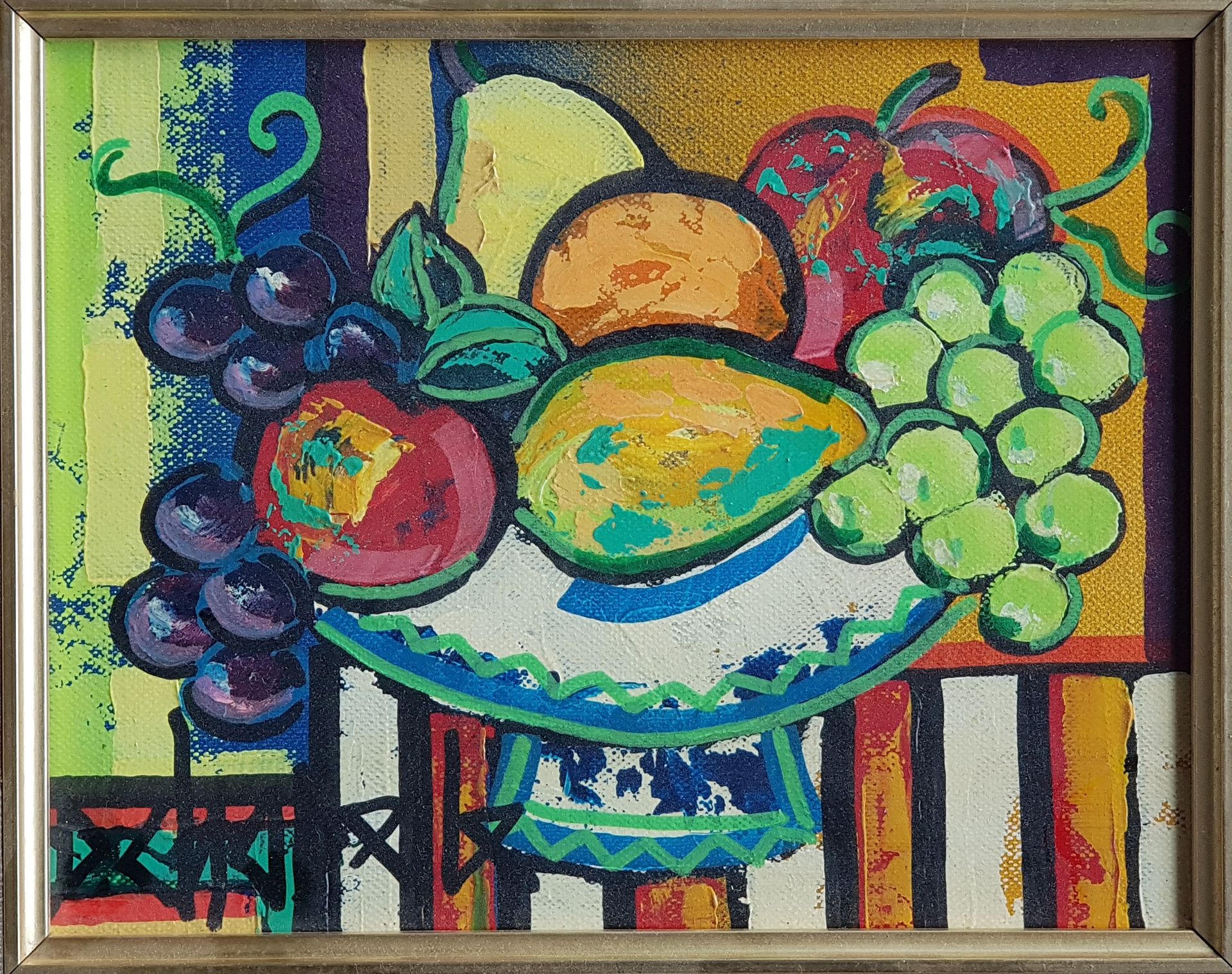 CHAPELLE Dominique (1941) "Seasonal fruits" Oil on canvas 19 x 24 cm framed 33 x&hellip;