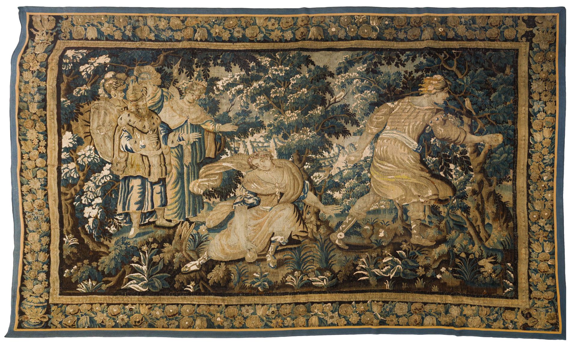 Tapisserie. Bruxelles. Ca. 1700. 挂毯。布鲁塞尔。约1700年。


羊毛和亚麻。描绘圣经或神话中的场景。


边缘装饰有植物图&hellip;