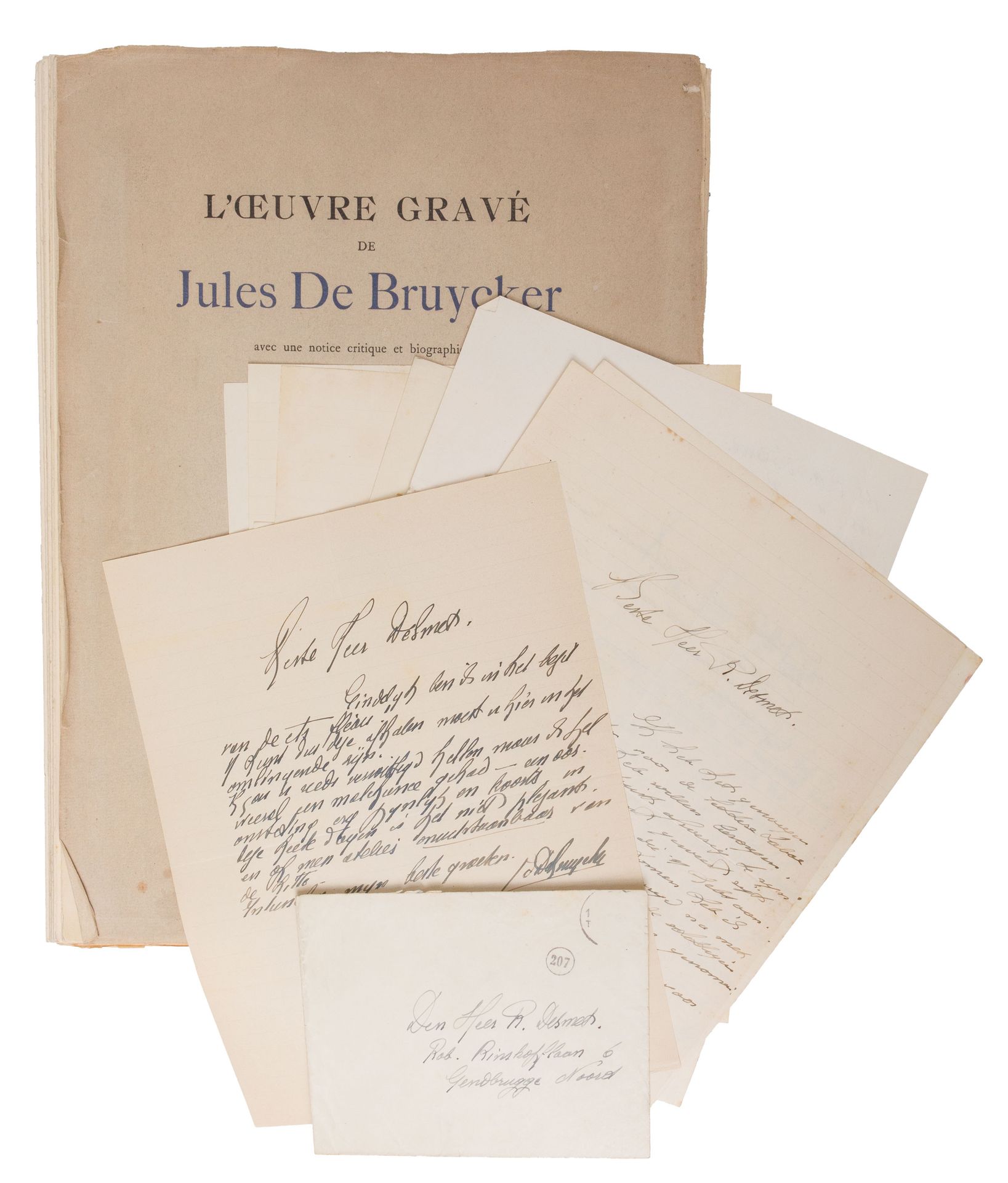 Jules de Bruycker. Correspondance avec R. De Smet, comprenant neuf lettres, quat&hellip;