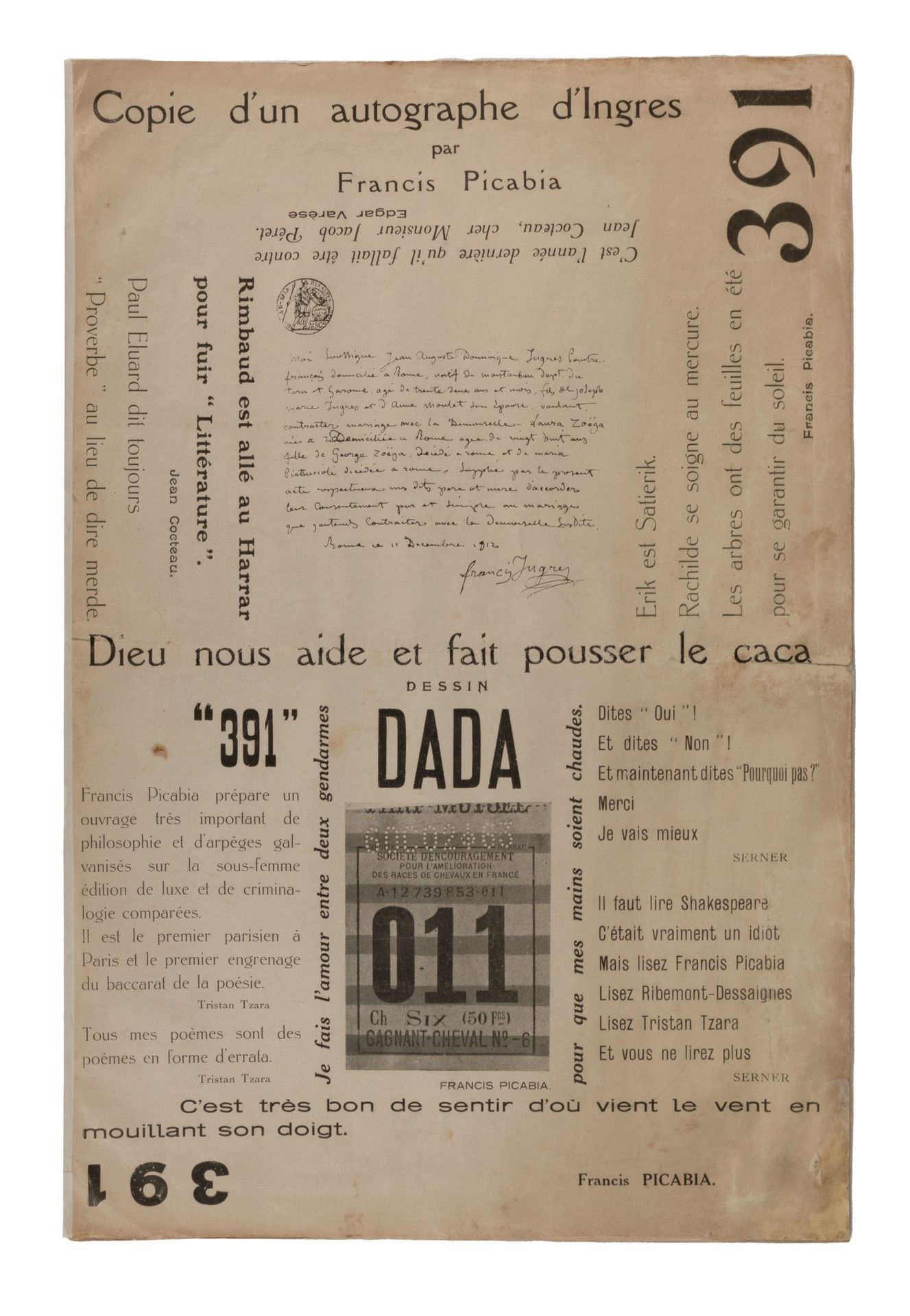 391. Paris, édité par Francis Picabia, numéro 14 de novembre 1920. 391. Paris, é&hellip;