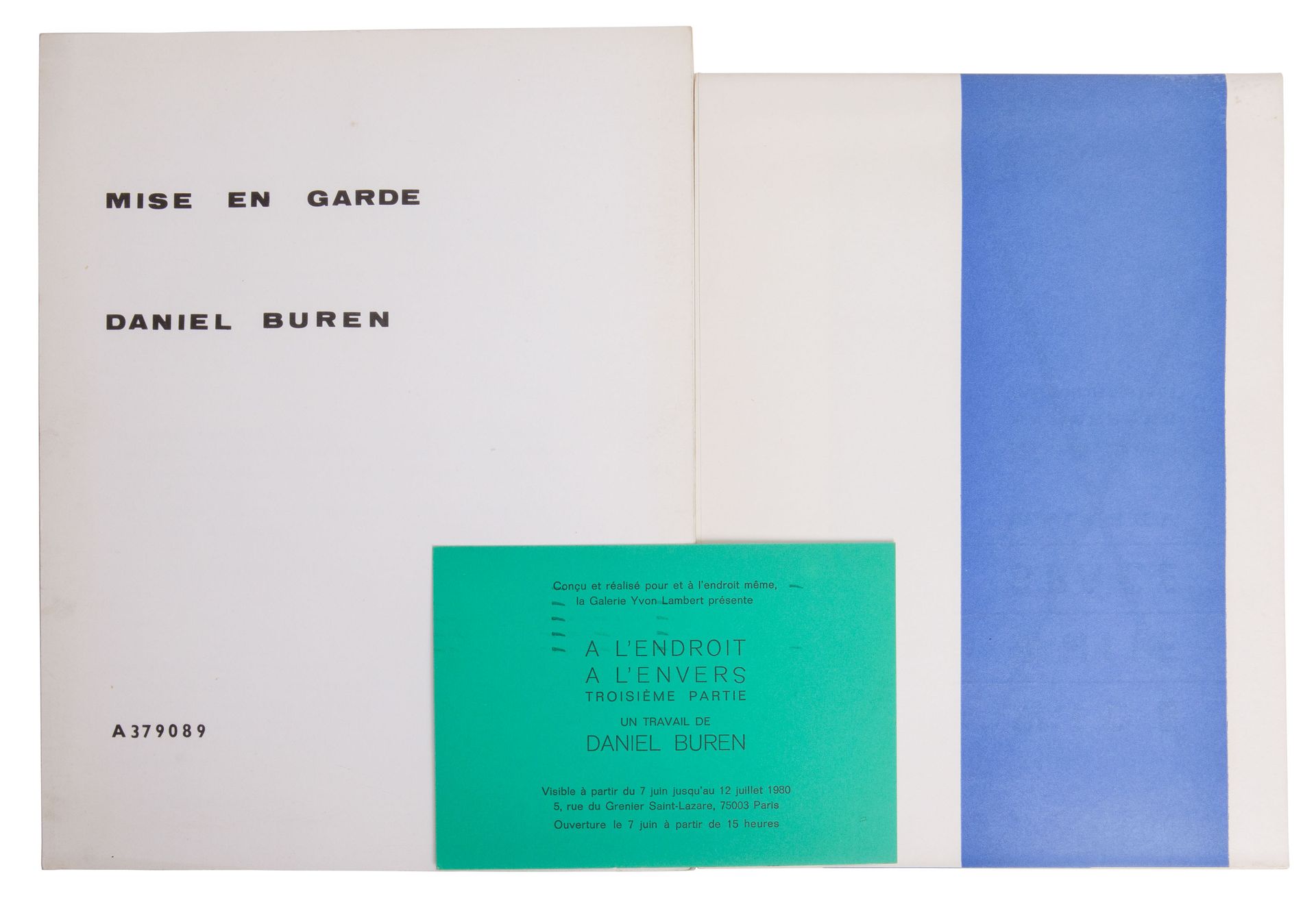 (Buren) Daniel Buren, 'Travail in situ - Outside the exhibition'. Invitation/ Af&hellip;