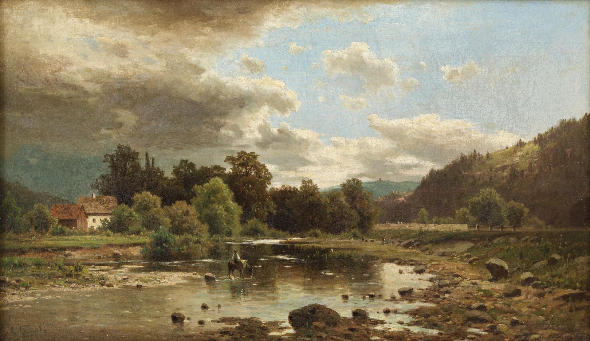 ADOLF CHWALA (1836-1900) (atribuible a)



Paisaje fluvial en cielo nublado.

De&hellip;
