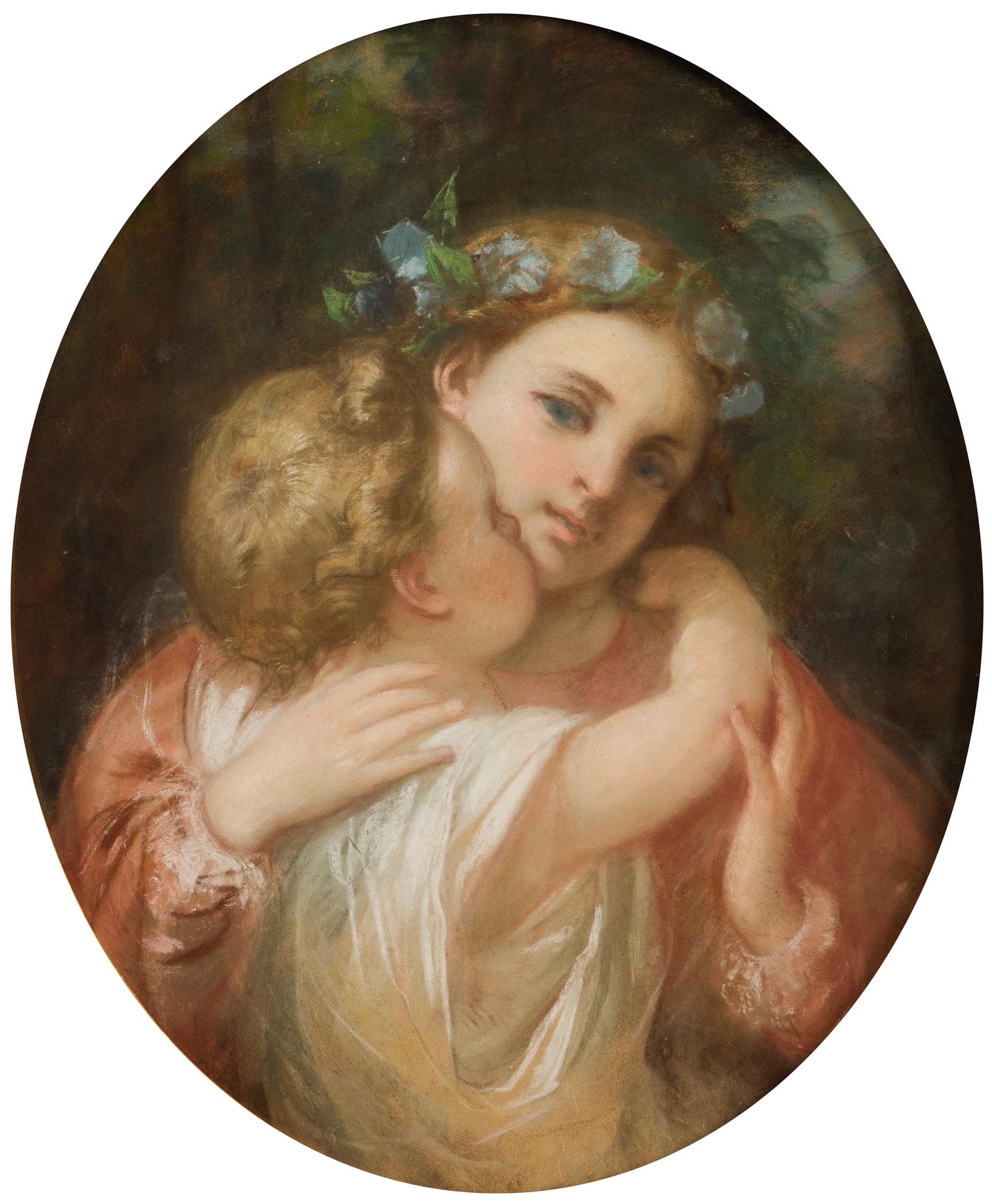 ANONIEM / ANONYME XIX FRANKRIJK Sister love. 


Pastel. Oval. Gilt frame.





6&hellip;