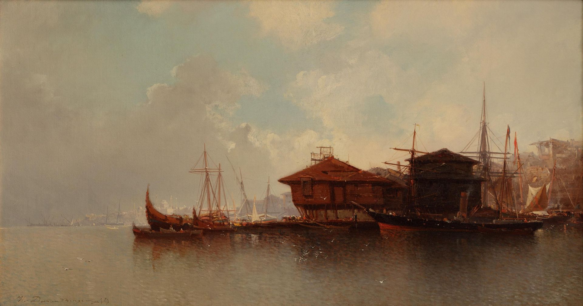 JEAN-BAPTIST HENRY DURAND-BRAGER (1814-1879) View on the Istanbul harbour, 1872.&hellip;