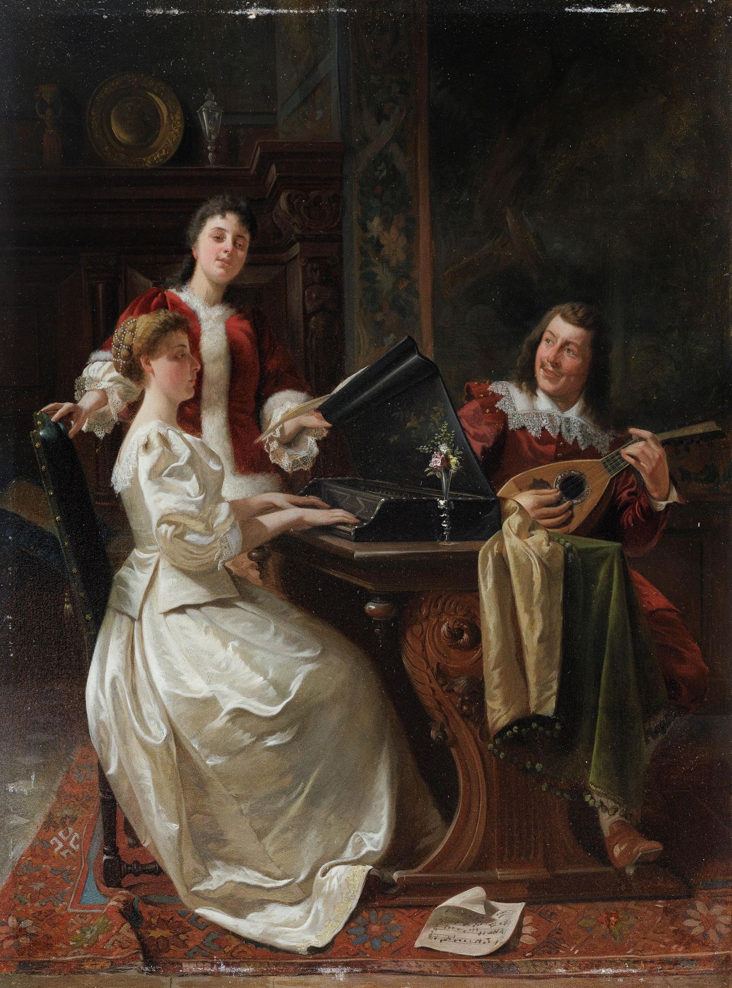 AUGUST-HERMANN KNOOP (1856-1919) Kammerkonzert, 1895.

Paneel (Mahagoni).

Signi&hellip;