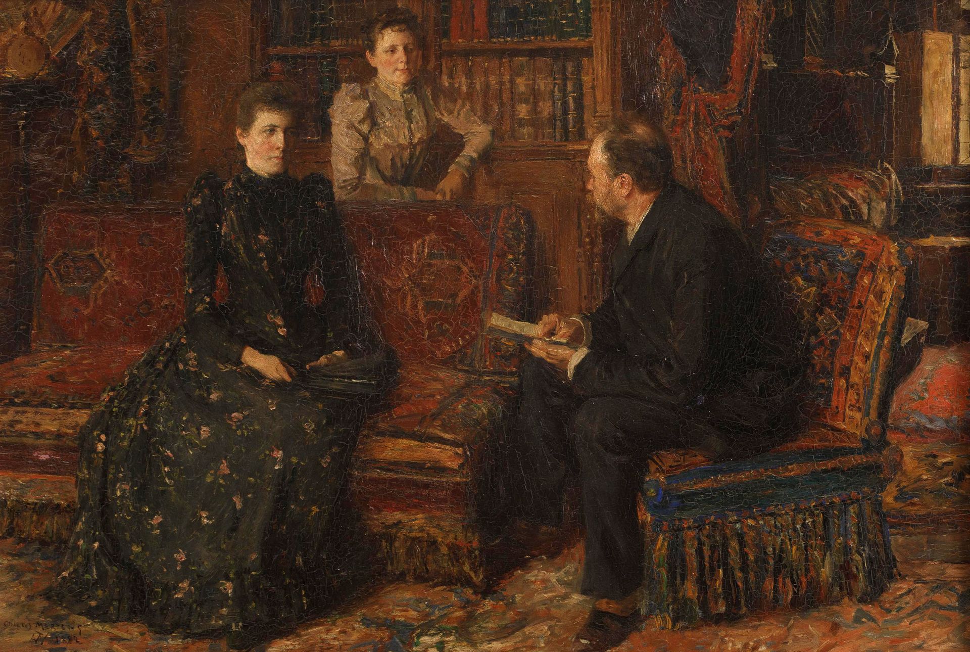 Charles MERTENS (1865-1919) La lectura, 1892.

Panel (caoba).

Firmado y fechado&hellip;