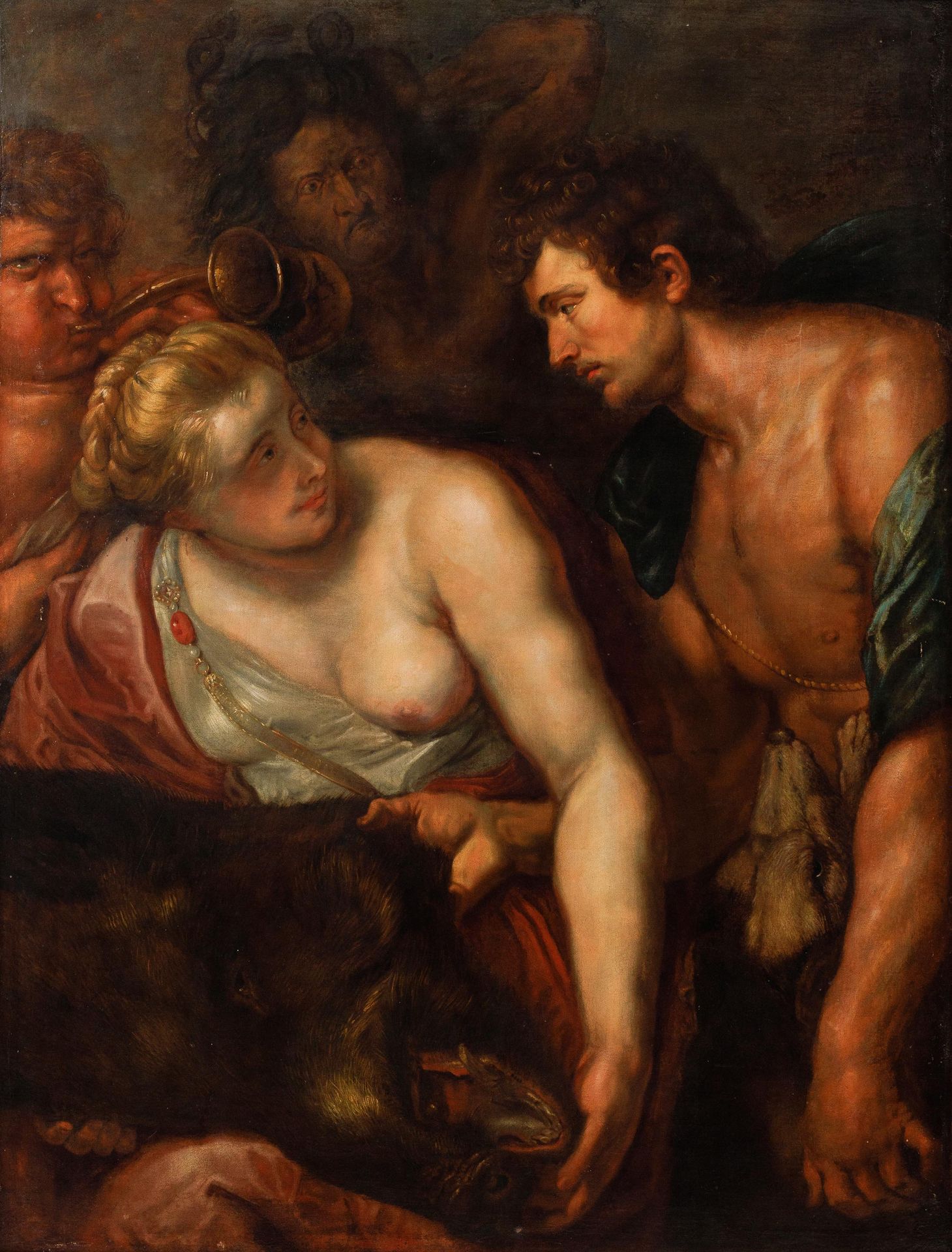 Peter Paul Rubens (1577-1640) (模仿者)

阿塔兰特和梅莱格（《奥维德变形记》，第八章，298-425）。

布质。

根据保存在&hellip;