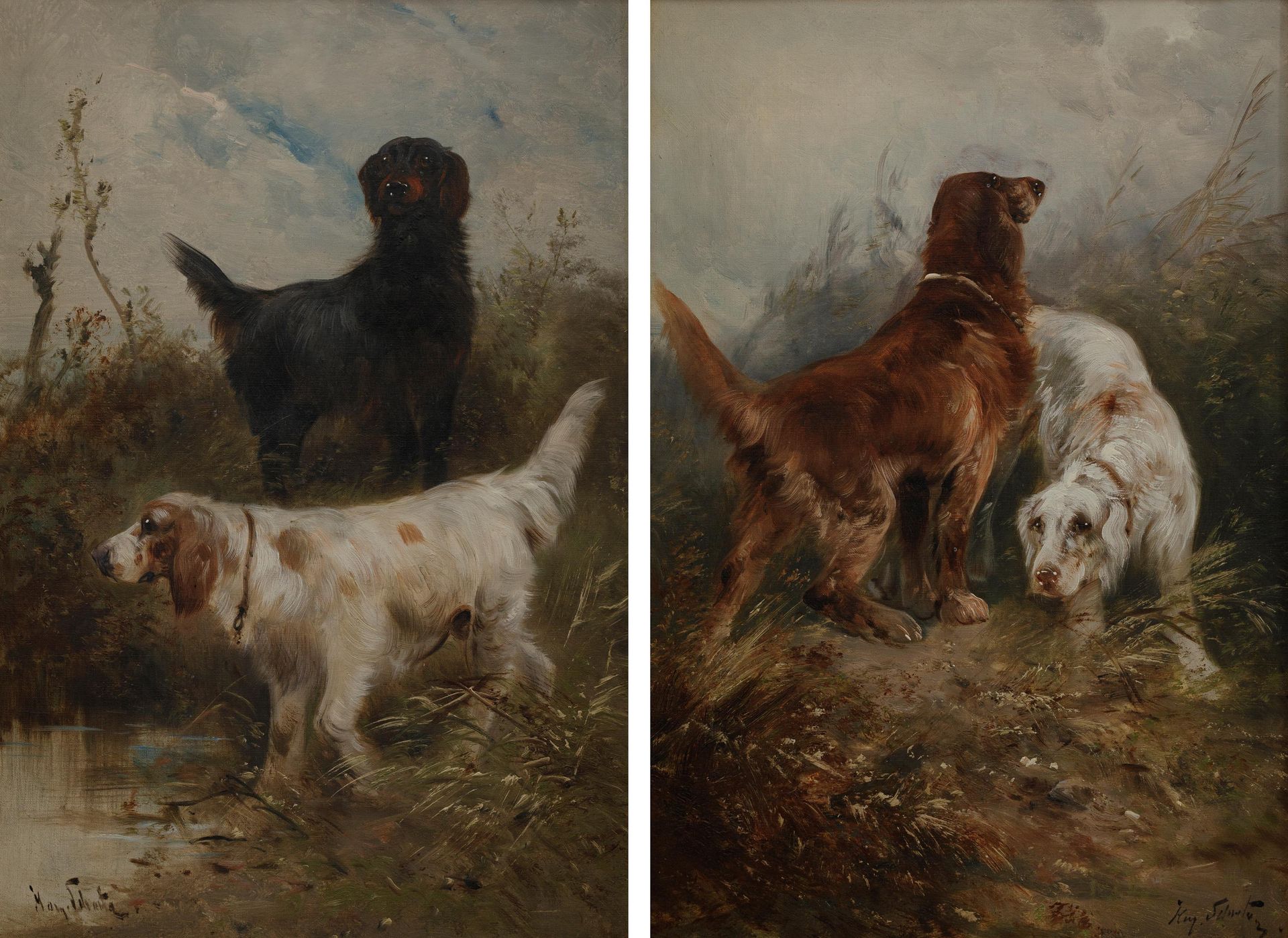 Henri SCHOUTEN (1857-1927) Couple de chiens de chasse.


Toile. Une paire. 


Si&hellip;