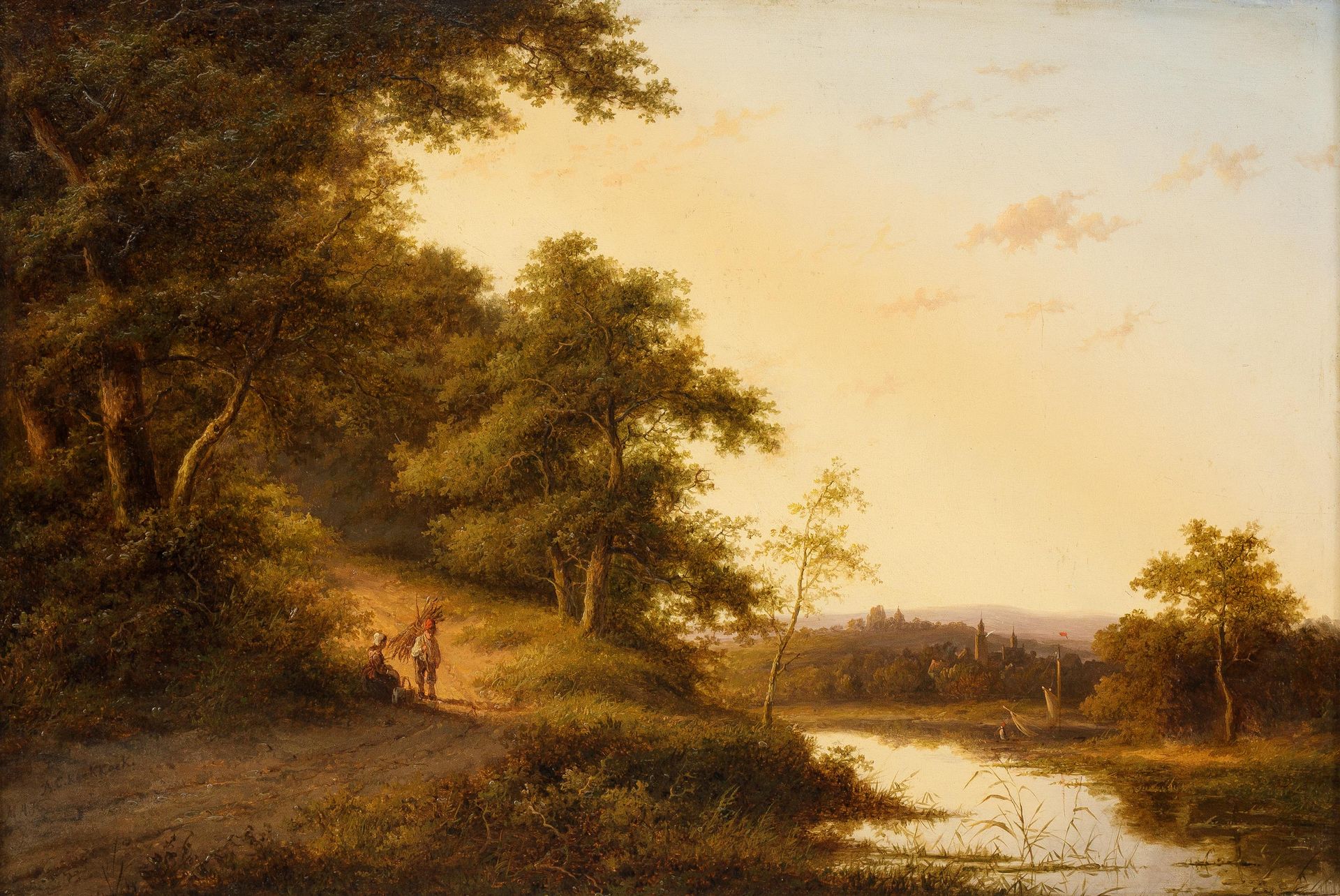 Marinus Adrianus Koekkoek (1807-1868) (归属)



丘陵河流景观，森林边缘有一对伐木工人。

背景中可能是克莱夫村。 
&hellip;