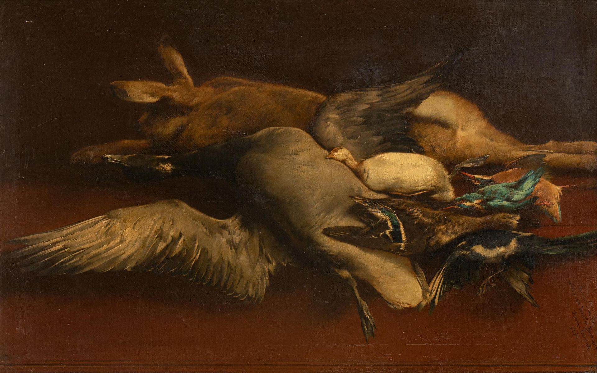 JAROSLAV CERMAK (1831-1878) Bodegón con caza colgante, 1872.

De tela. 

Firmado&hellip;
