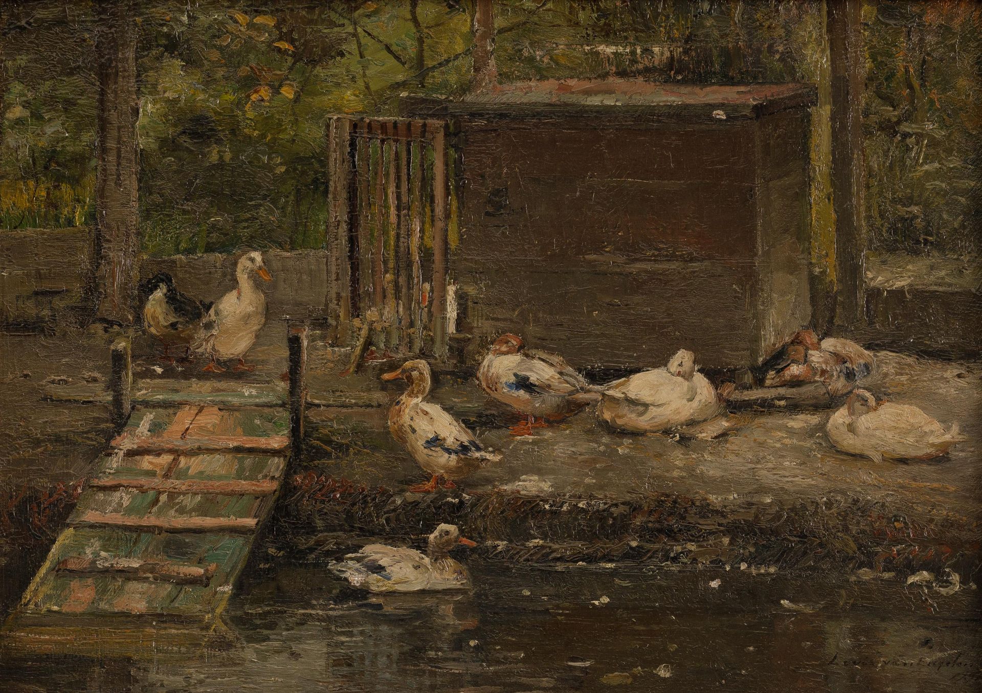 Louis VAN ENGELEN (1856-1940) La pluma de pato, 1891.

De tela. Firmado y fechad&hellip;
