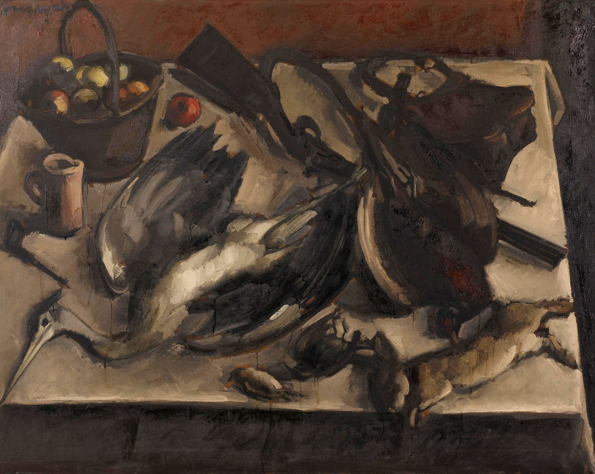 Hubert MALFAIT (1898-1971) 'Stilleven met reiger', 1935.


Canvas. 


Signed 'H.&hellip;