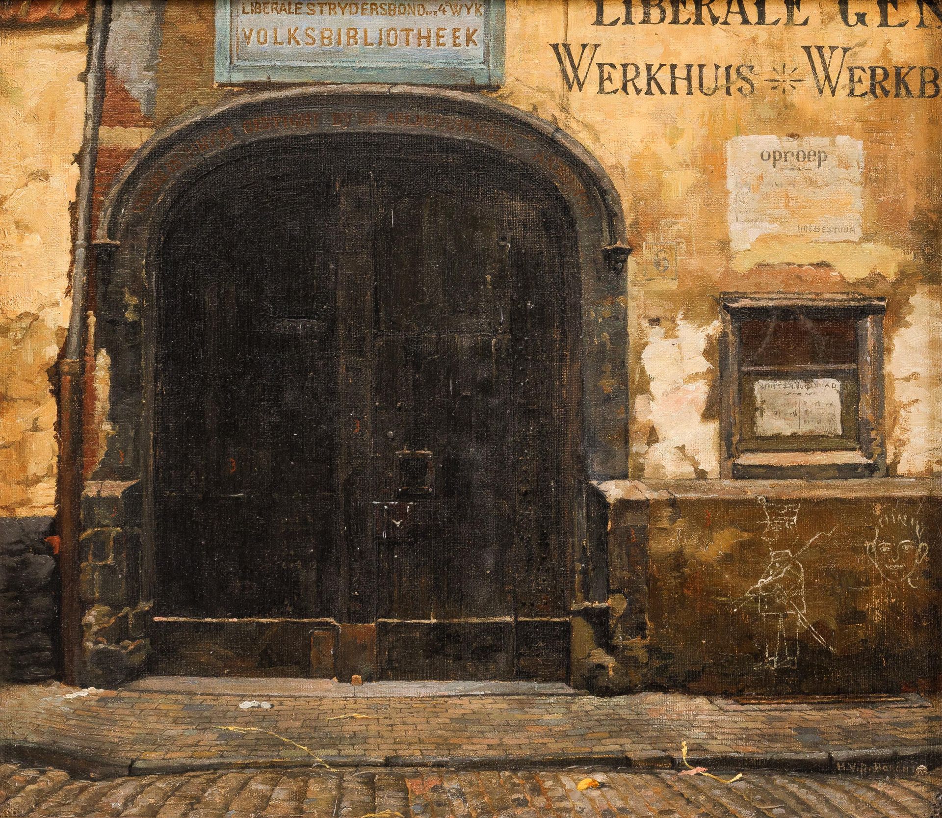 HENDRIK VAN DER BORCHT (1849-1918) Eingangstor altes Vondelingenhuis/Volksbiblio&hellip;