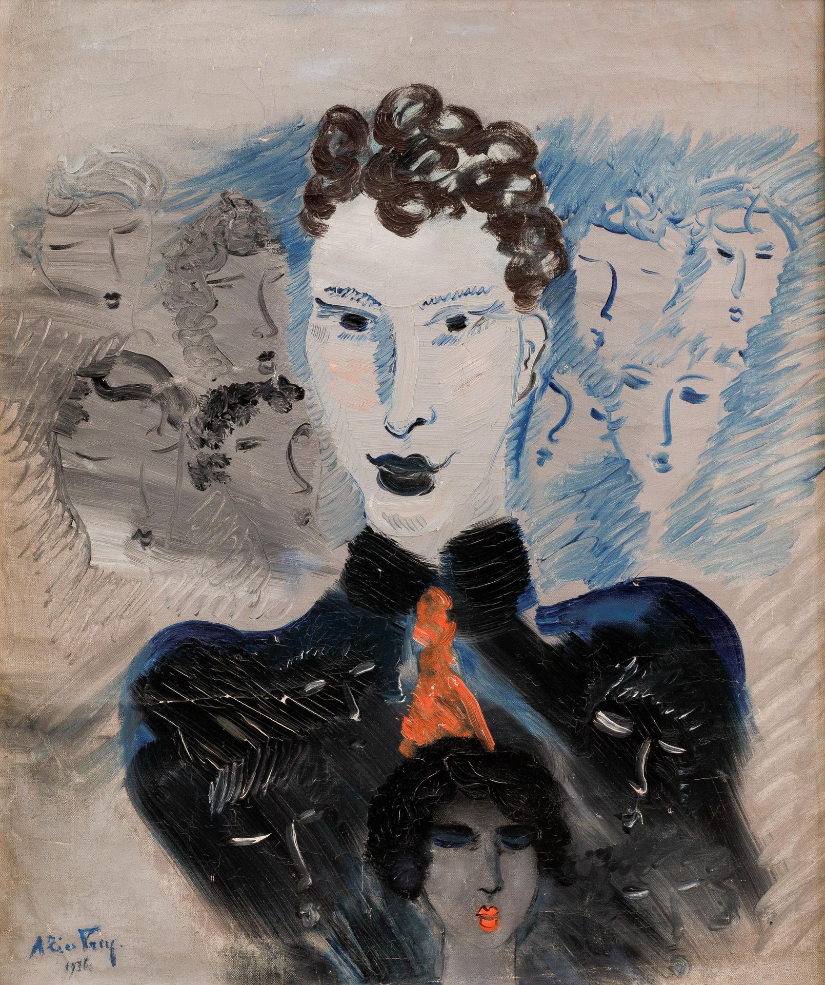 ALICE FREY (1895-1981) Porträts, 1936.

Leinen. 

Signiert und datiert 'Alice Fr&hellip;