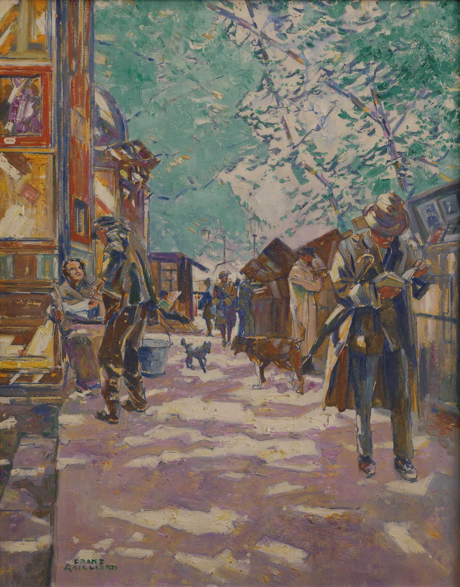 FRANCOIS GAILLARD (1861-1932) Les Bouquinistes".

Leinen.

Signiert "Franz/ Gail&hellip;