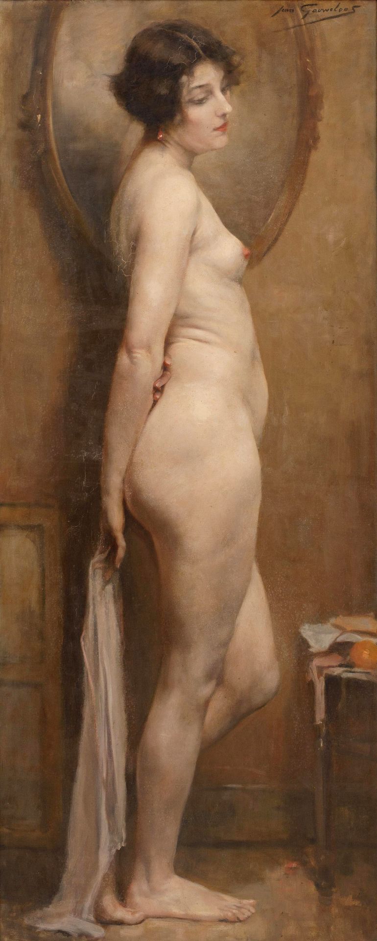 Jean gouweloos (1868-1943) Desnudo, soñando.

De tela. 

Firmado "Jean Gouweloos&hellip;