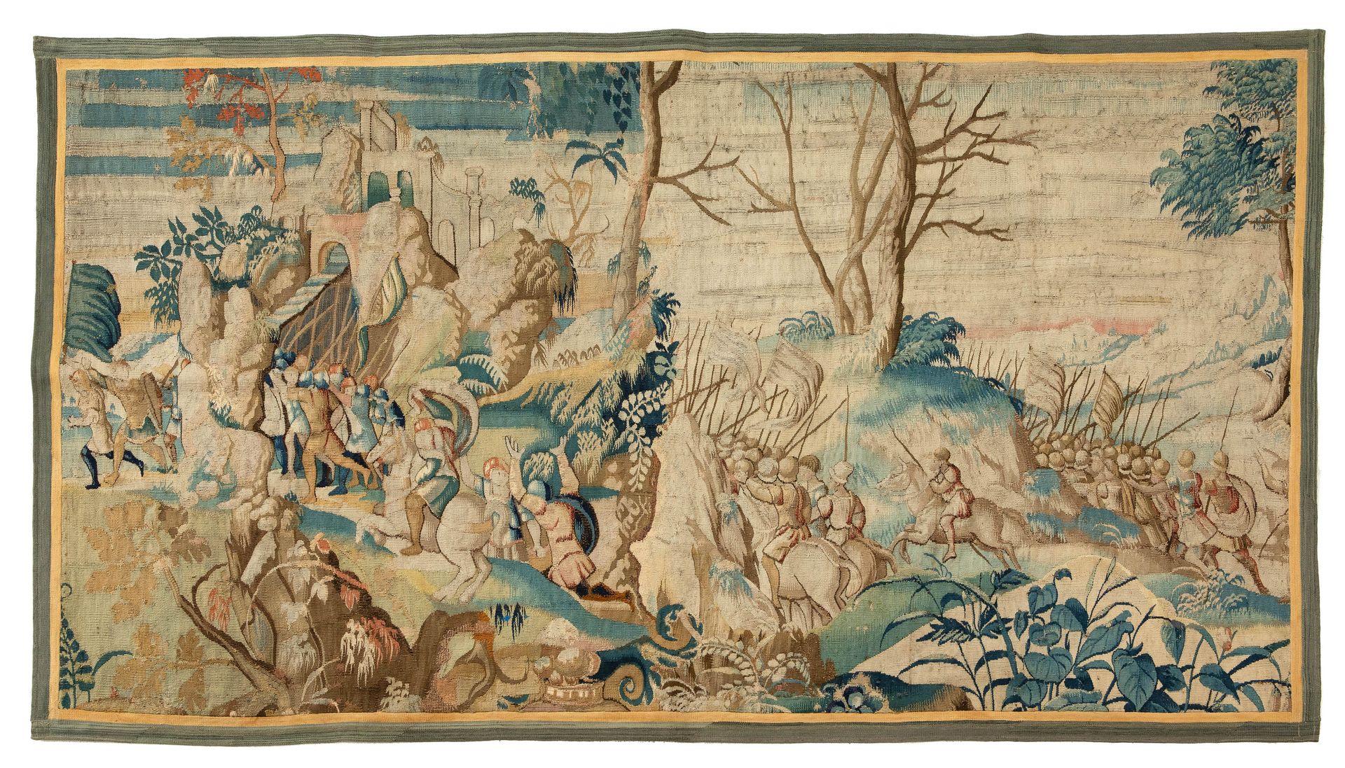Fragment d'une tapisserie. Flandres. 17ème siècle. 挂毯的碎片。弗兰德斯。17世纪。

羊毛和亚麻。

描绘了&hellip;